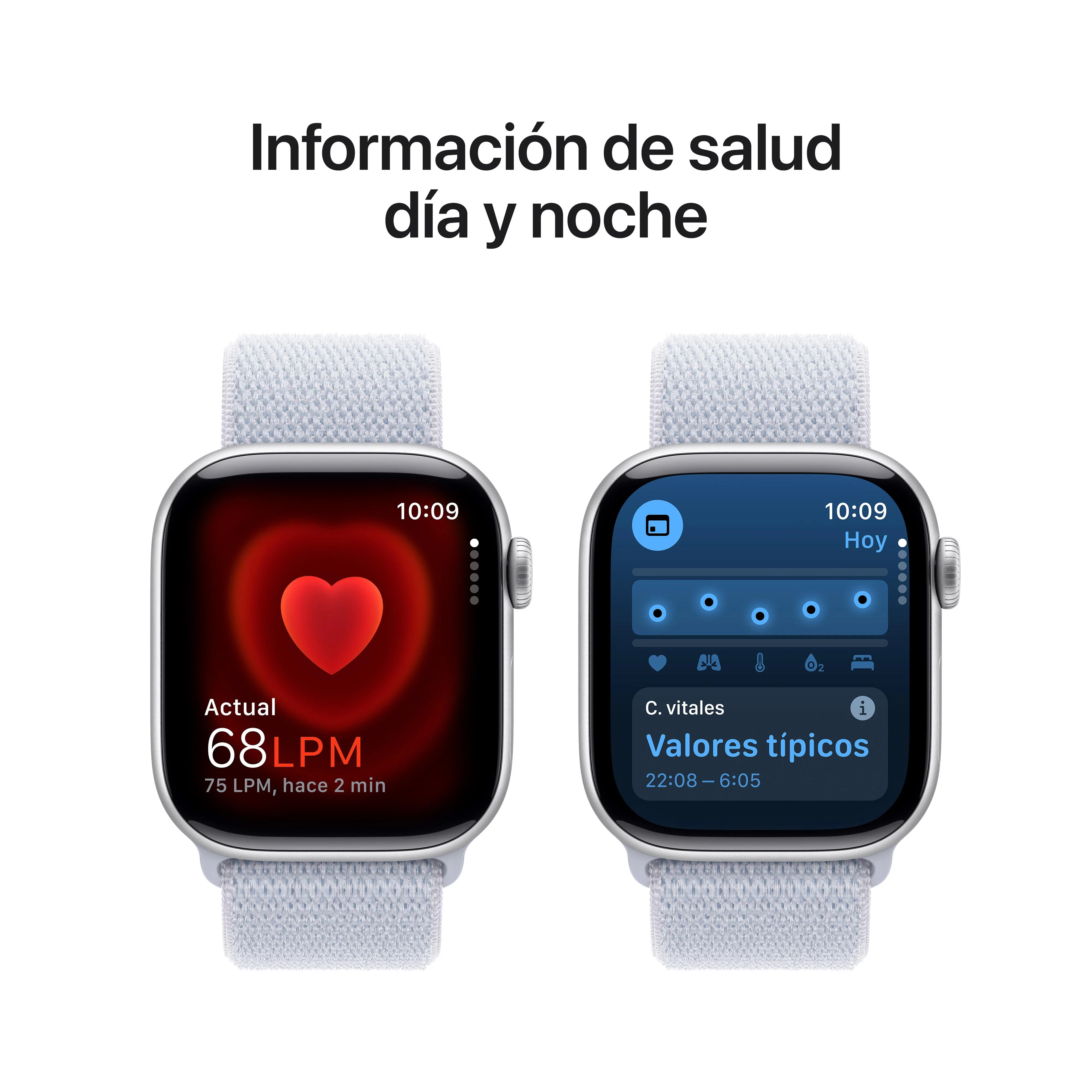 Apple Watch Series 10 (GPS + Cellular) - Caja de aluminio en plata de 42 mm - Correa Loop deportiva azul nube - Image 5