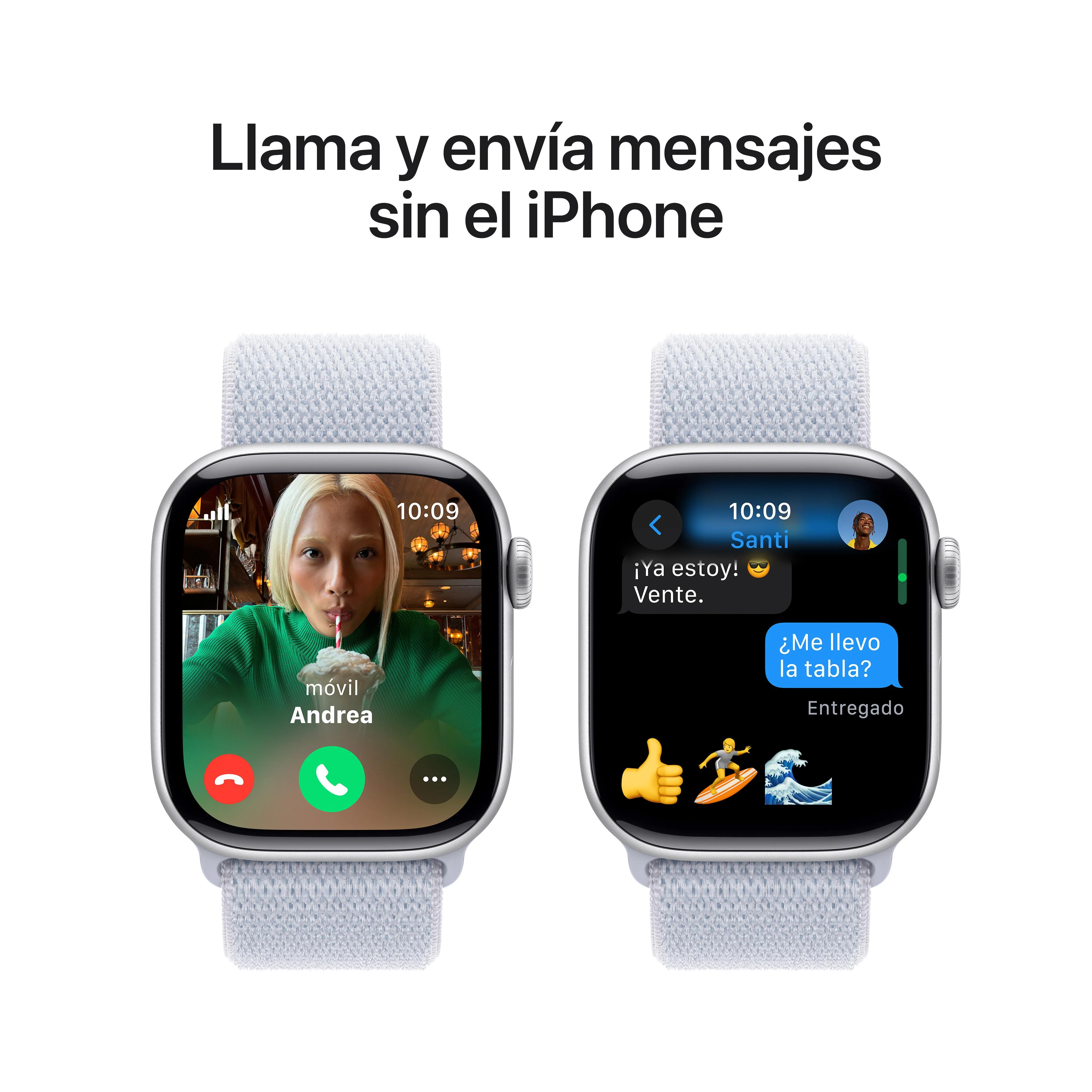 Apple Watch Series 10 (GPS + Cellular) - Caja de aluminio en plata de 42 mm - Correa Loop deportiva azul nube - Image 7