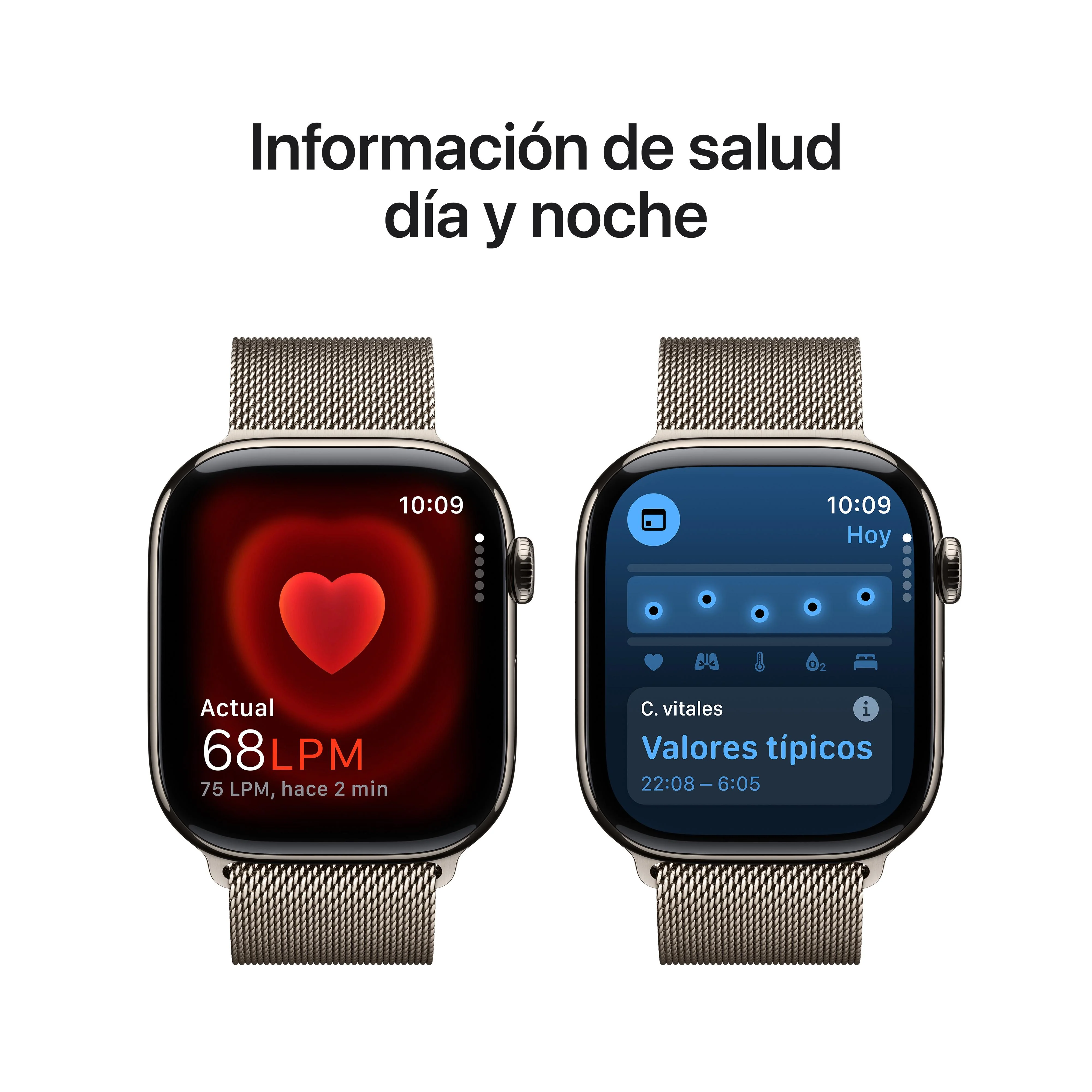 Apple Watch Series 10 (GPS + Cellular) - Caja de titanio natural de 46 mm - Pulsera Milanese Loop en color natural (talla S/M) - Image 5
