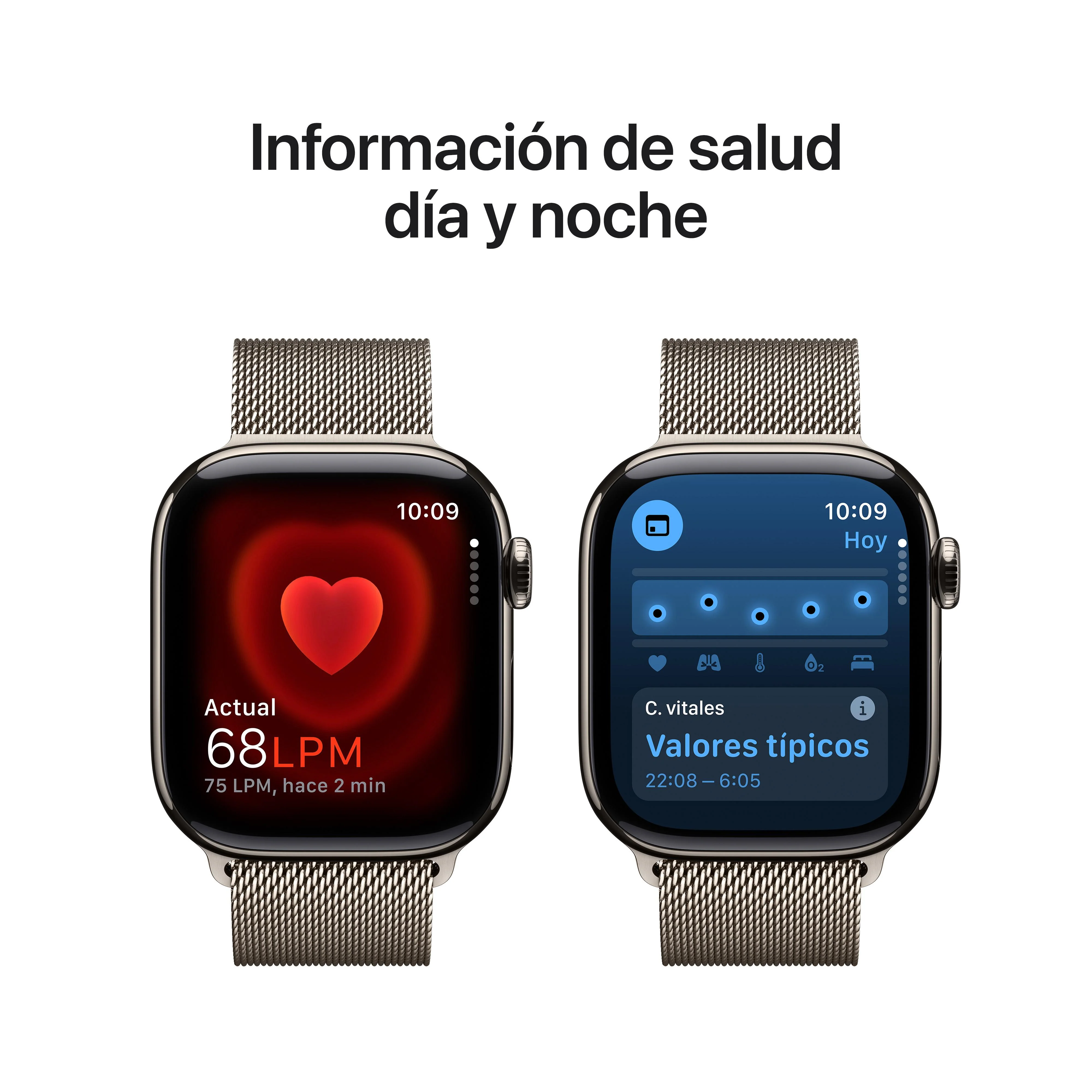 Apple Watch Series 10 (GPS + Cellular) - Caja de titanio natural de 42 mm - Pulsera Milanese Loop en  color natural - Image 5