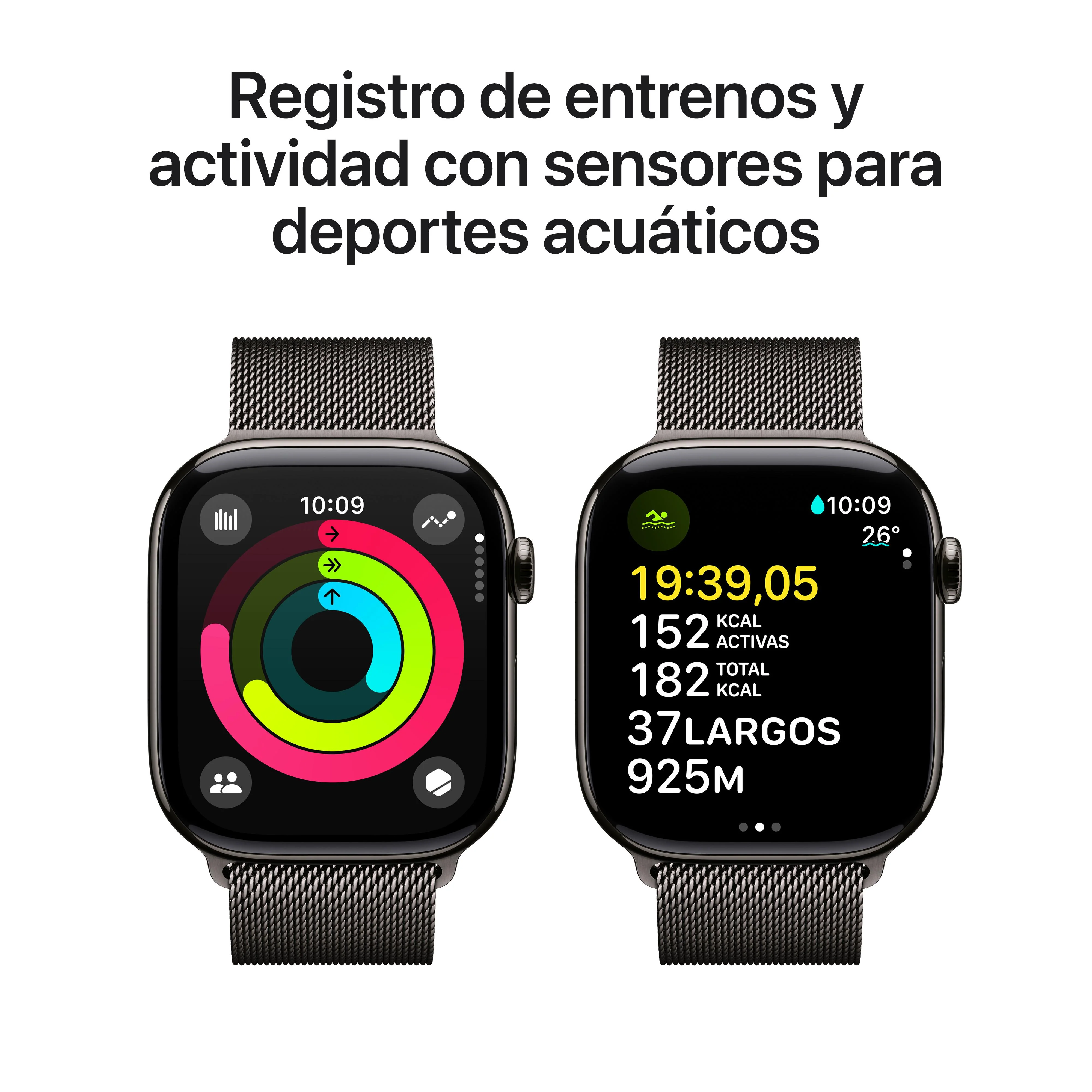 Apple Watch Series 10 (GPS + Cellular) - Caja de titanio en color pizarra de 46 mm - Pulsera Milanese Loop en color pizarra (talla M/L) - Image 4