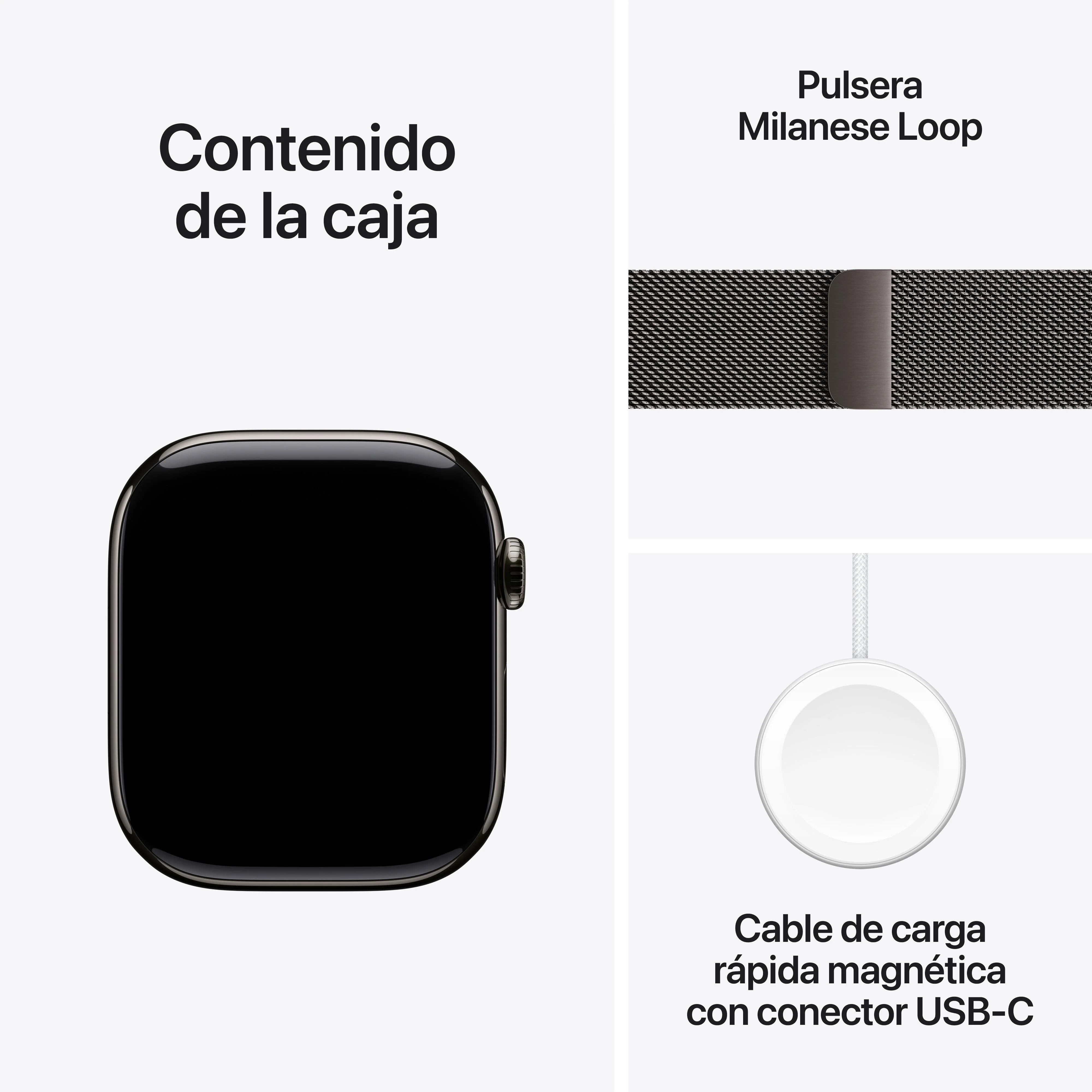 Apple Watch Series 10 (GPS + Cellular) - Caja de titanio en color pizarra de 46 mm - Pulsera Milanese Loop en color pizarra (talla M/L) - Image 9