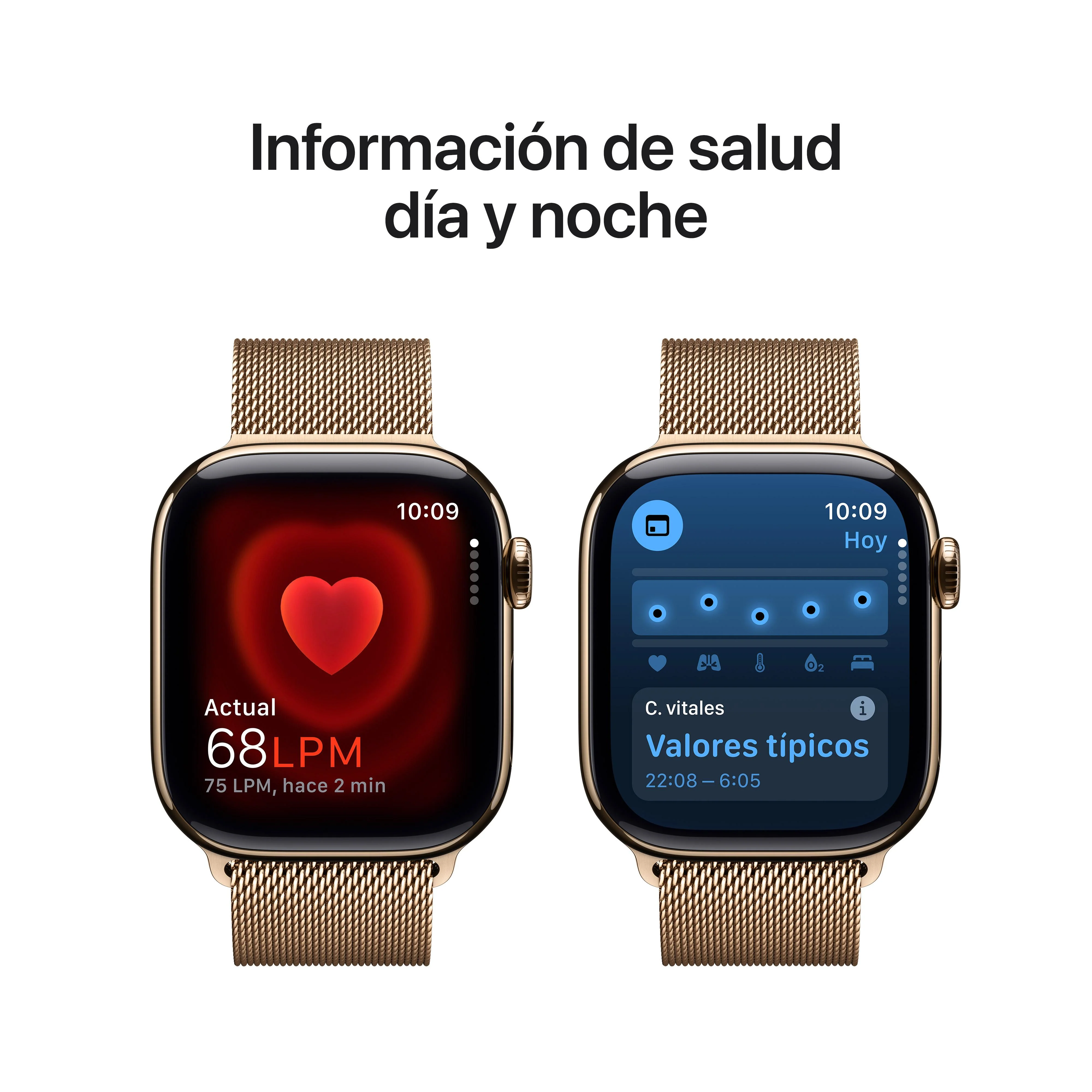Apple Watch Series 10 (GPS + Cellular) - Caja de titanio en oro de 42 mm - Pulsera Milanese Loop en oro - Image 5