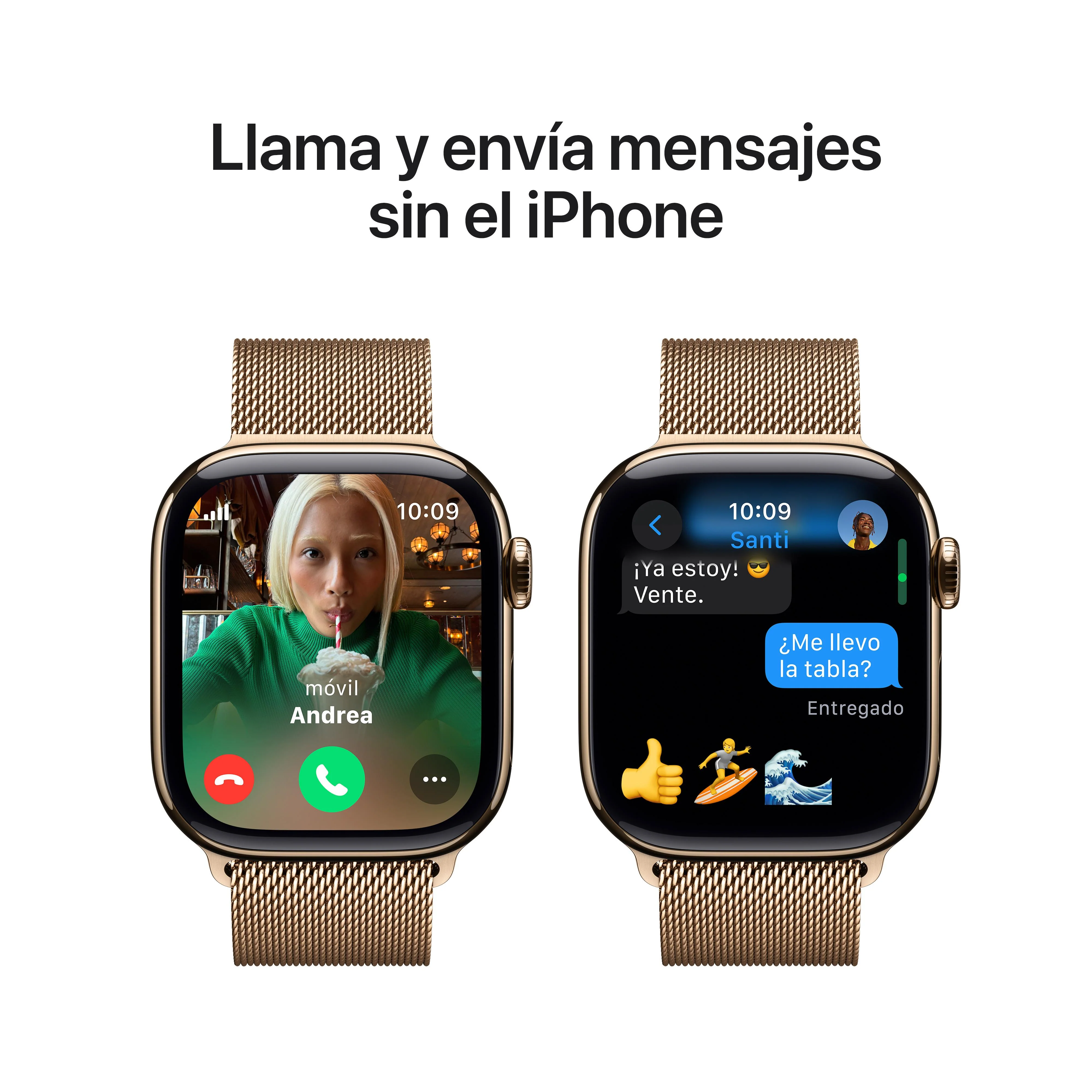 Apple Watch Series 10 (GPS + Cellular) - Caja de titanio en oro de 42 mm - Pulsera Milanese Loop en oro - Image 7