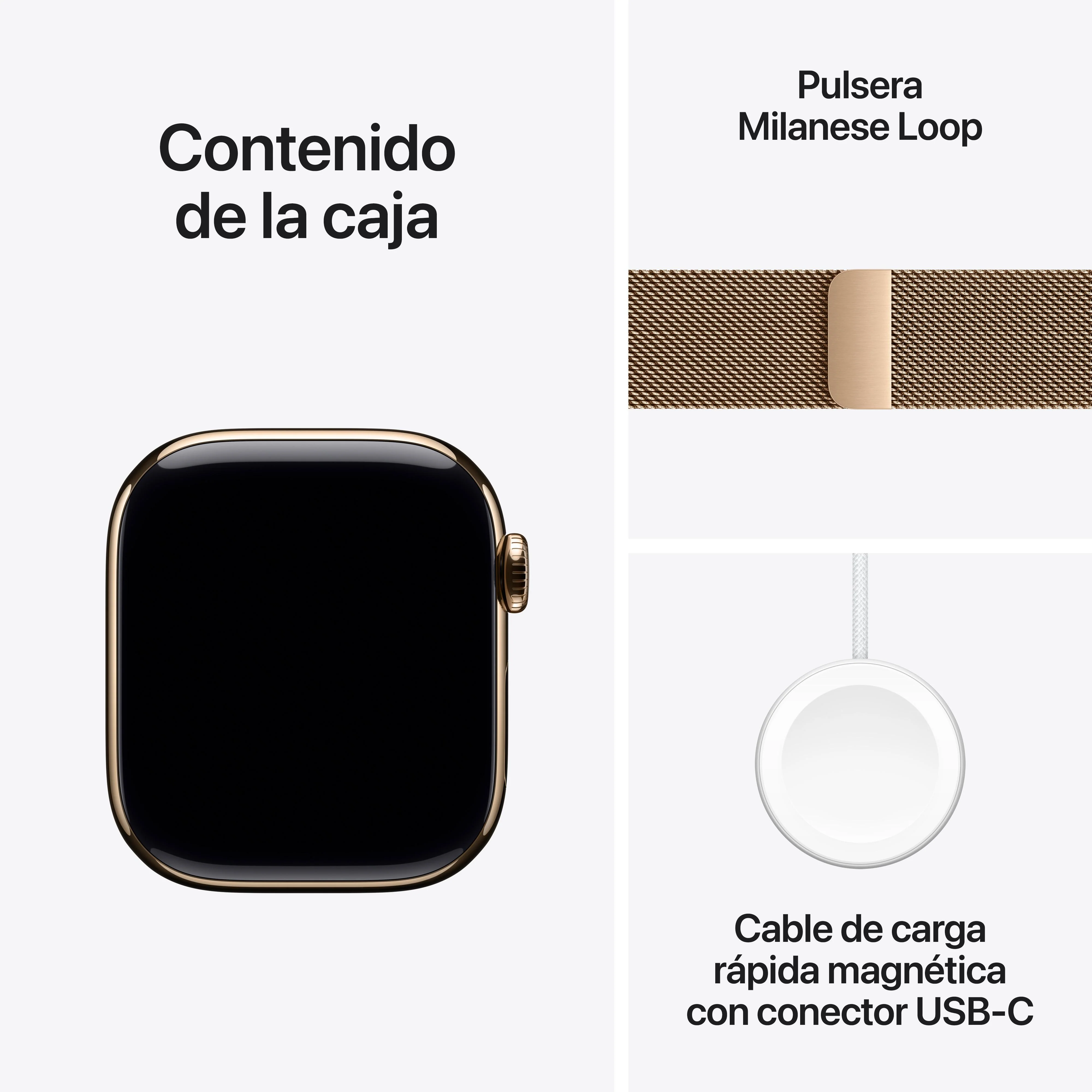 Apple Watch Series 10 (GPS + Cellular) - Caja de titanio en oro de 42 mm - Pulsera Milanese Loop en oro - Image 9