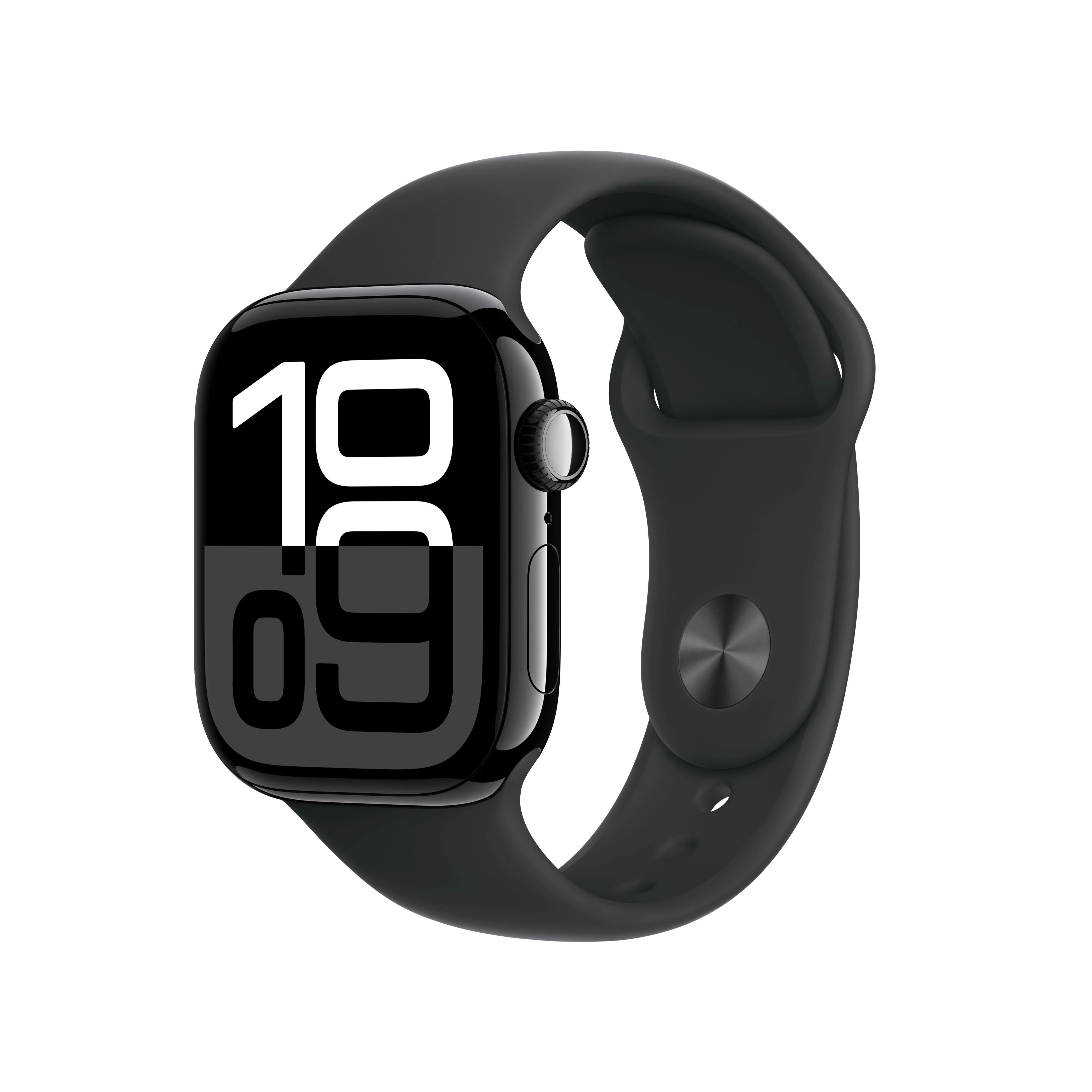 Apple Watch Series 10 (GPS) - Caja de aluminio en negro azabache de 42 mm - Correa deportiva negra - Talla S/M