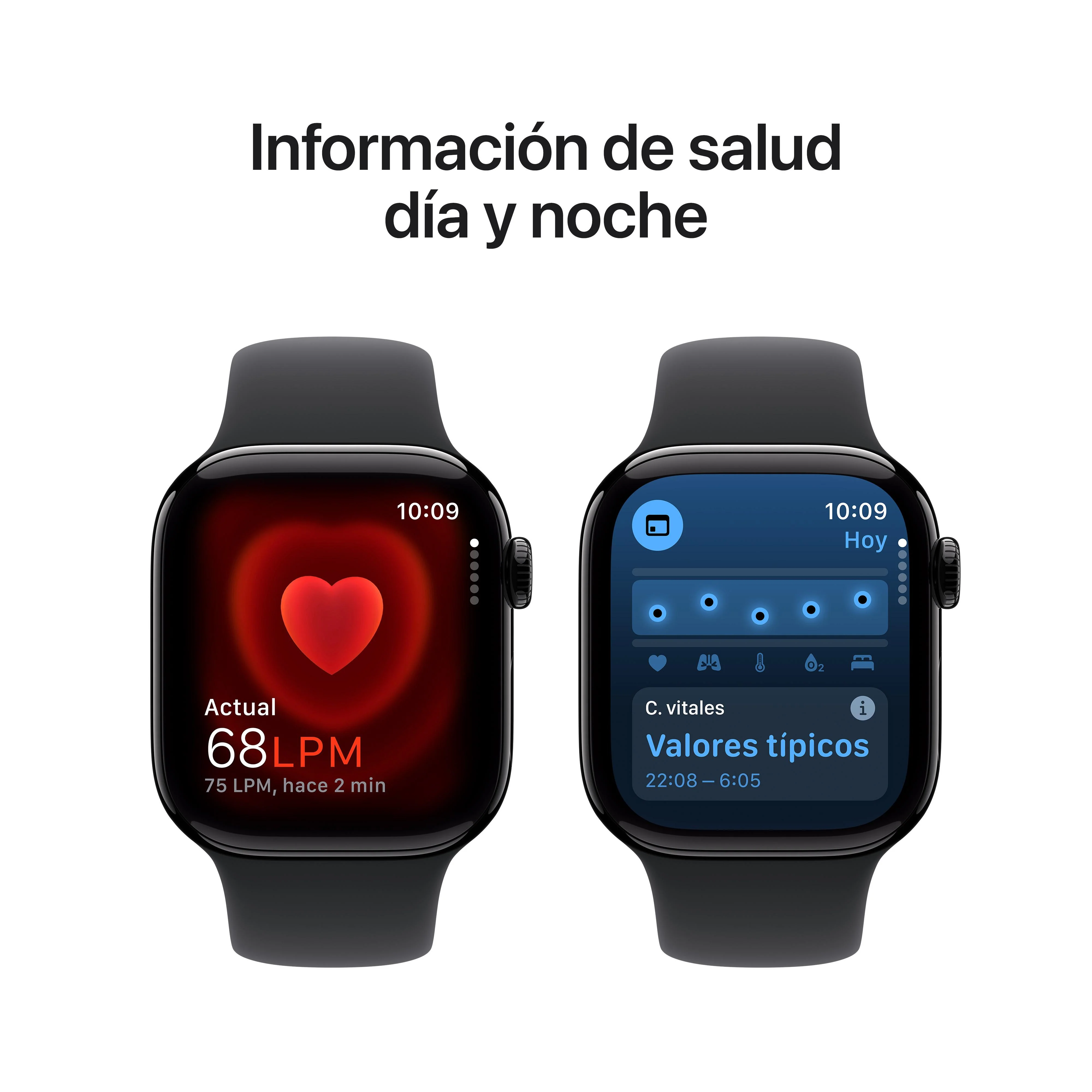 Apple Watch Series 10 (GPS) - Caja de aluminio en negro azabache de 42 mm - Correa deportiva negra - Talla S/M - Image 5