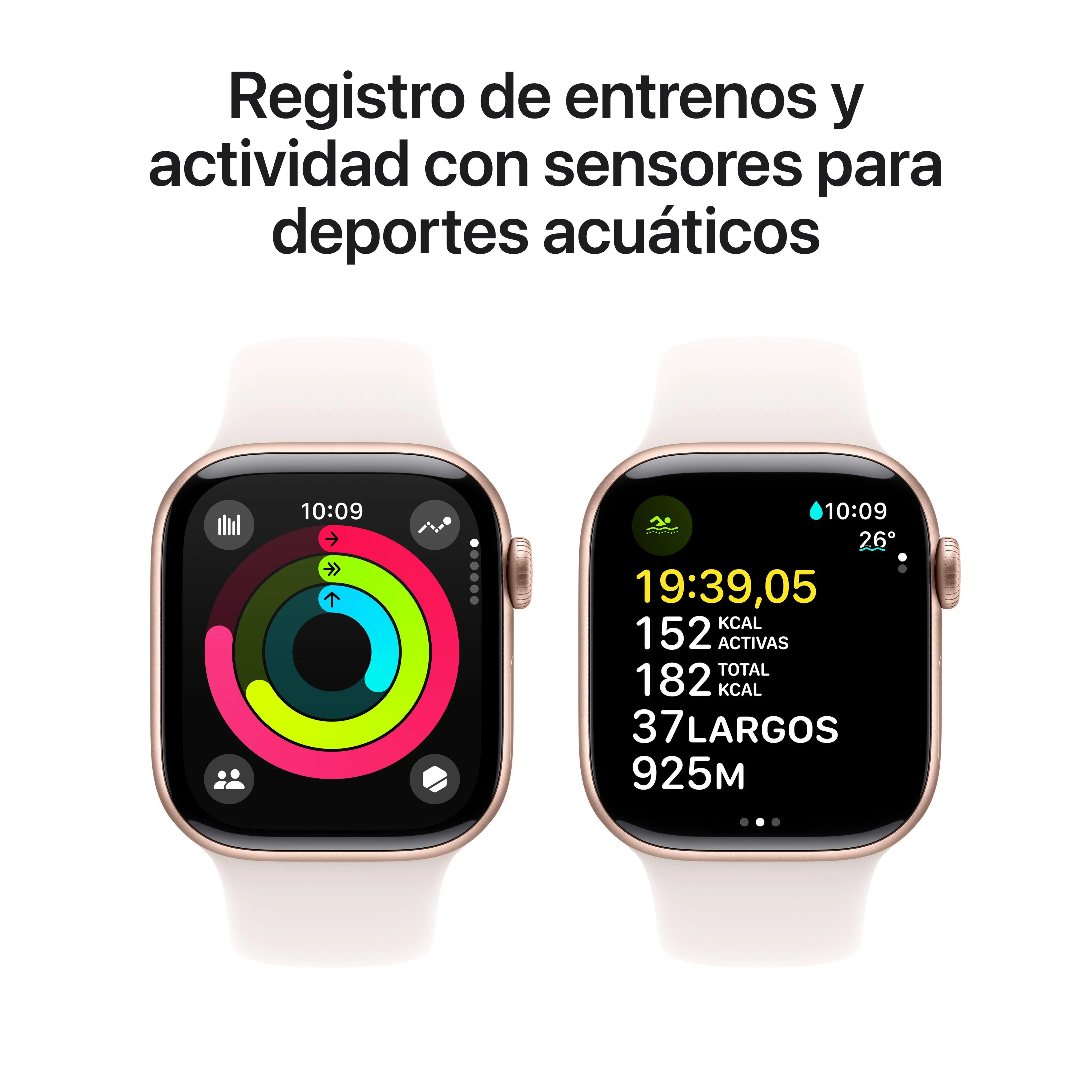 Apple Watch Series 10 (GPS) - Caja de aluminio en oro rosa de 42 mm - Correa deportiva rosa rubor - Talla M/L - Image 4