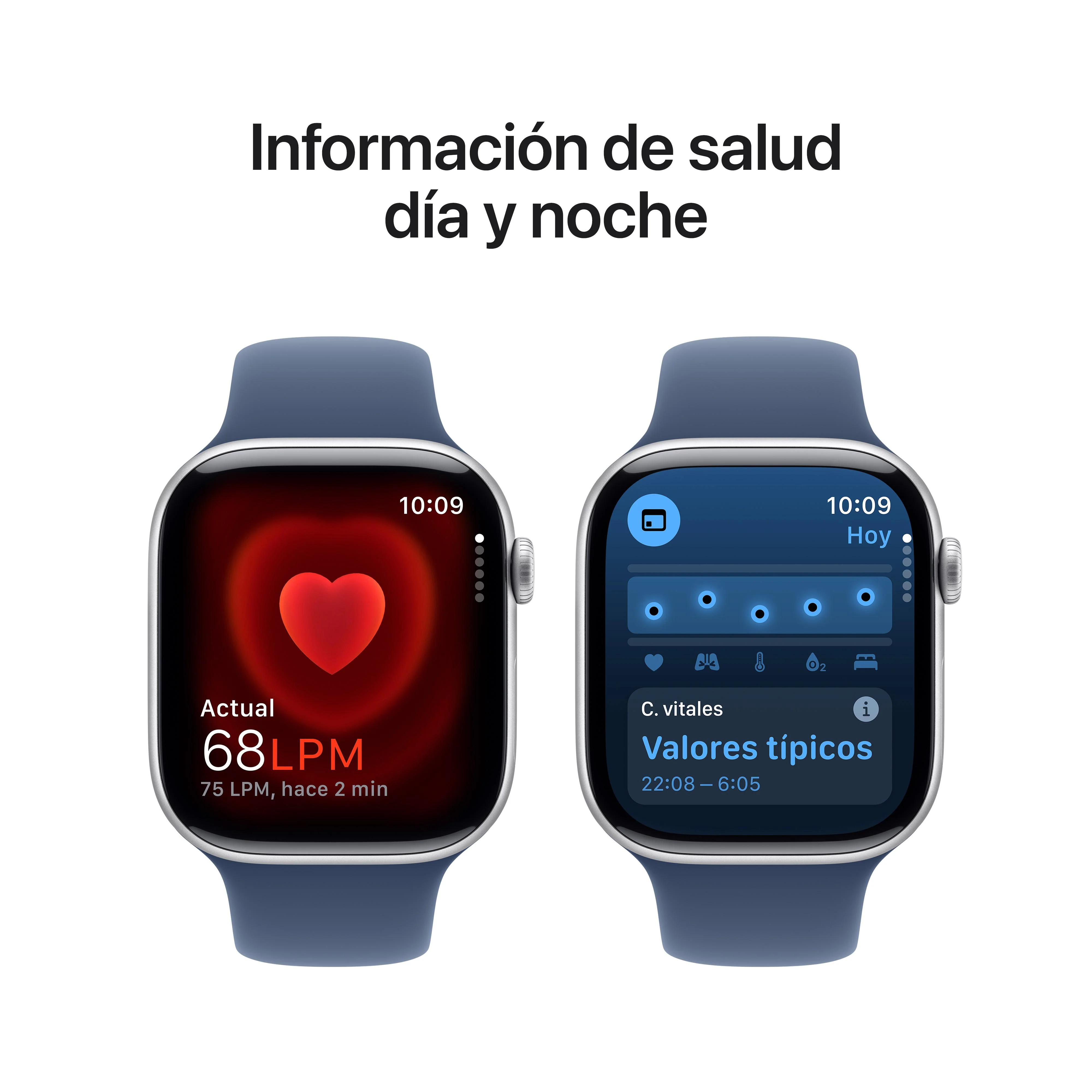 Apple Watch Series 10 (GPS) - Caja de aluminio en plata de 46 mm - Correa deportiva azul denim - Talla S/M - Image 5
