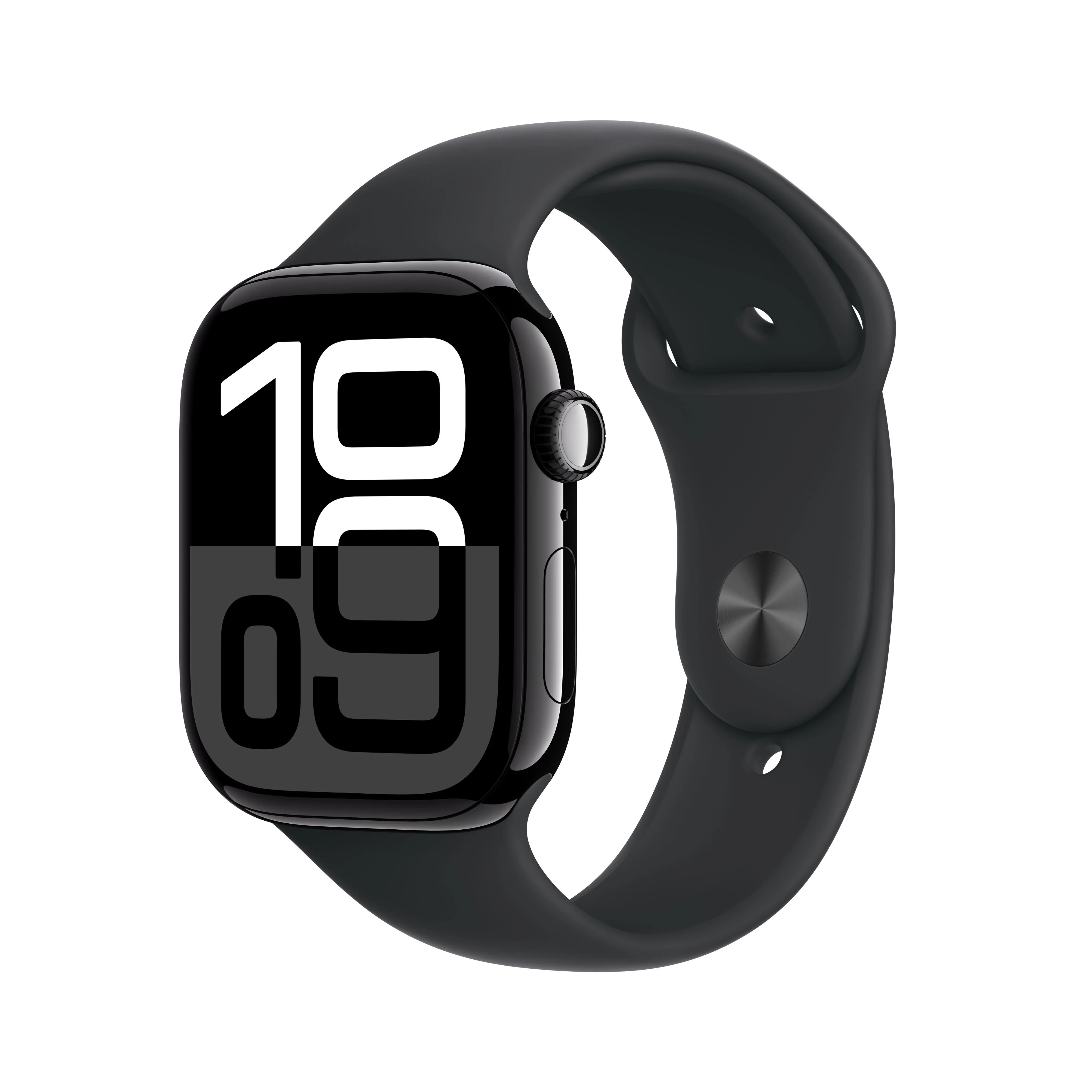 Apple Watch Series 10 (GPS) - Caja de aluminio en azabache de 46 mm - Correa deportiva negra - Talla S/M