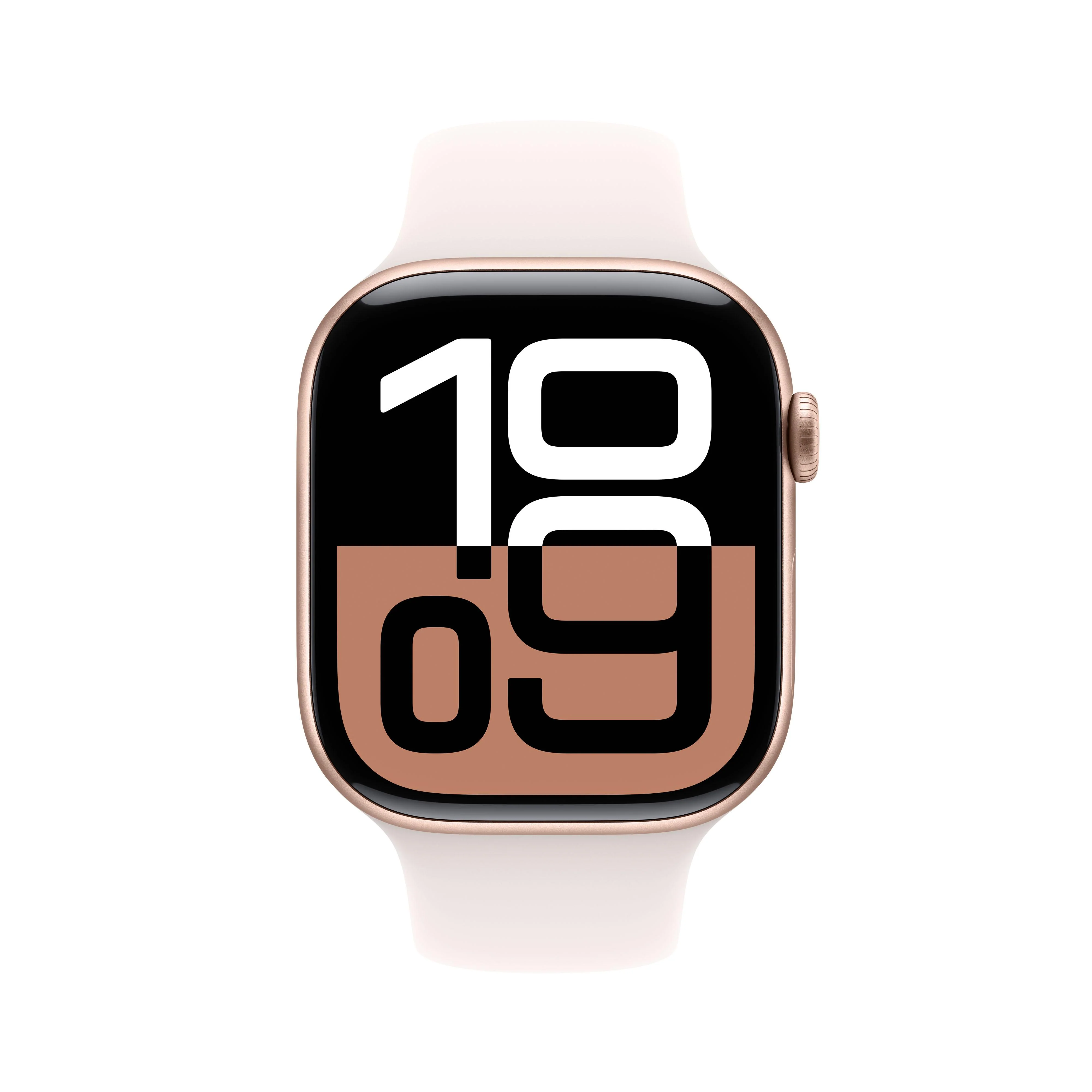 Apple Watch Series 10 (GPS) - Caja de aluminio en oro rosa de 46 mm - Correa deportiva rosa rubor - Talla M/L - Image 2