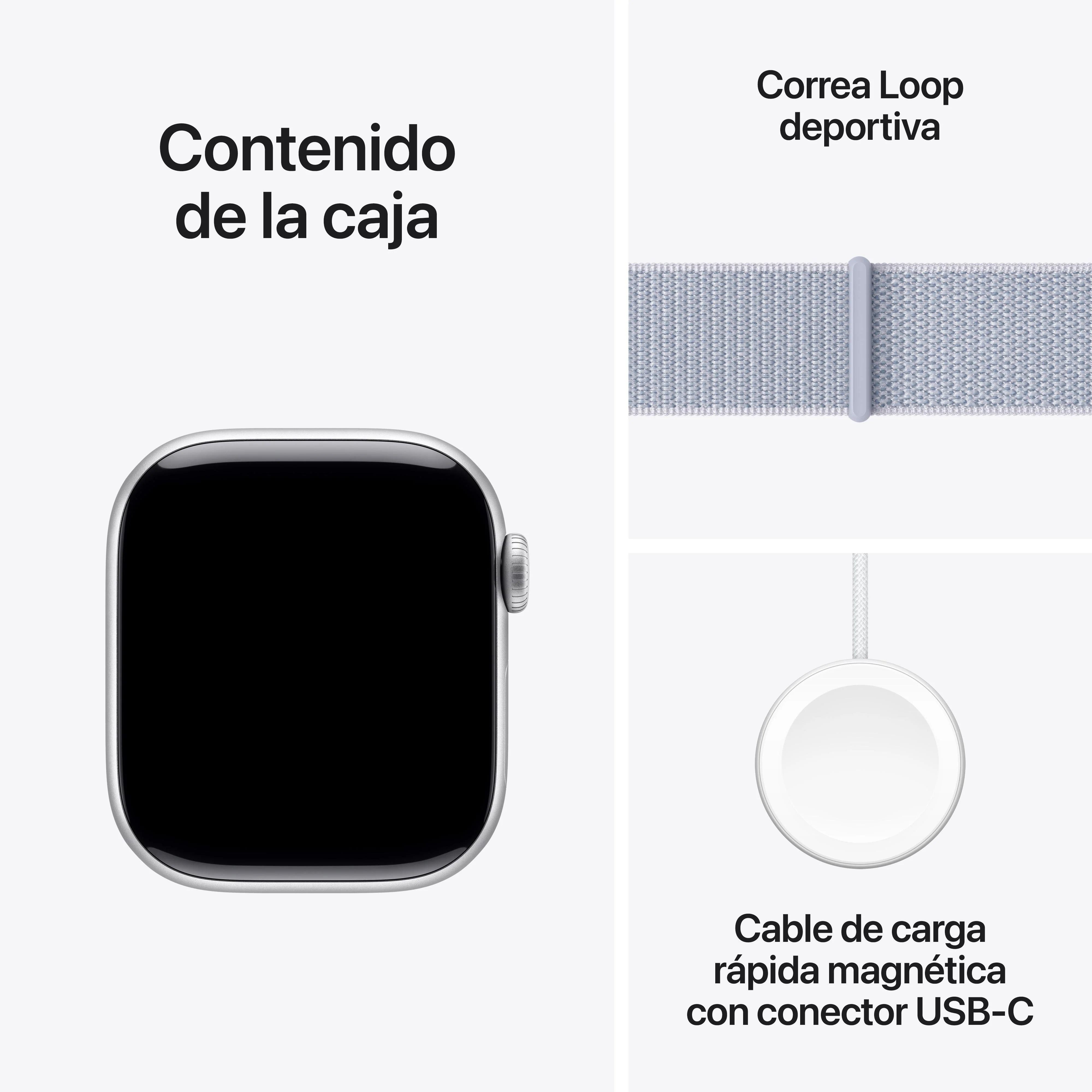 Apple Watch Series 10 (GPS) - Caja de aluminio en plata de 42 mm - Correa Loop deportiva azul nube - Image 9