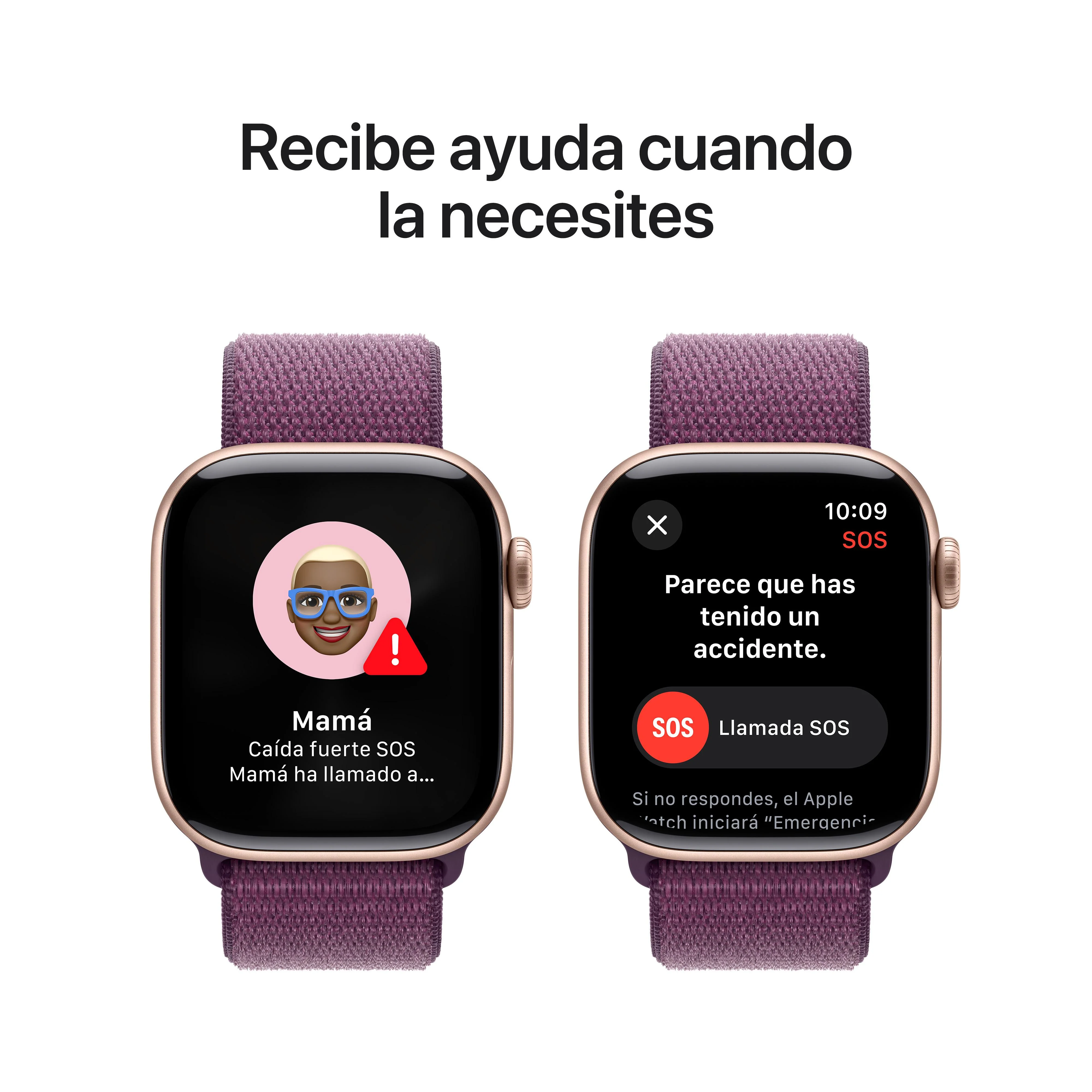 Apple Watch Series 10 (GPS) - Caja de aluminio en oro rosa de 42 mm - Correa Loop deportiva color ciruela - Image 6