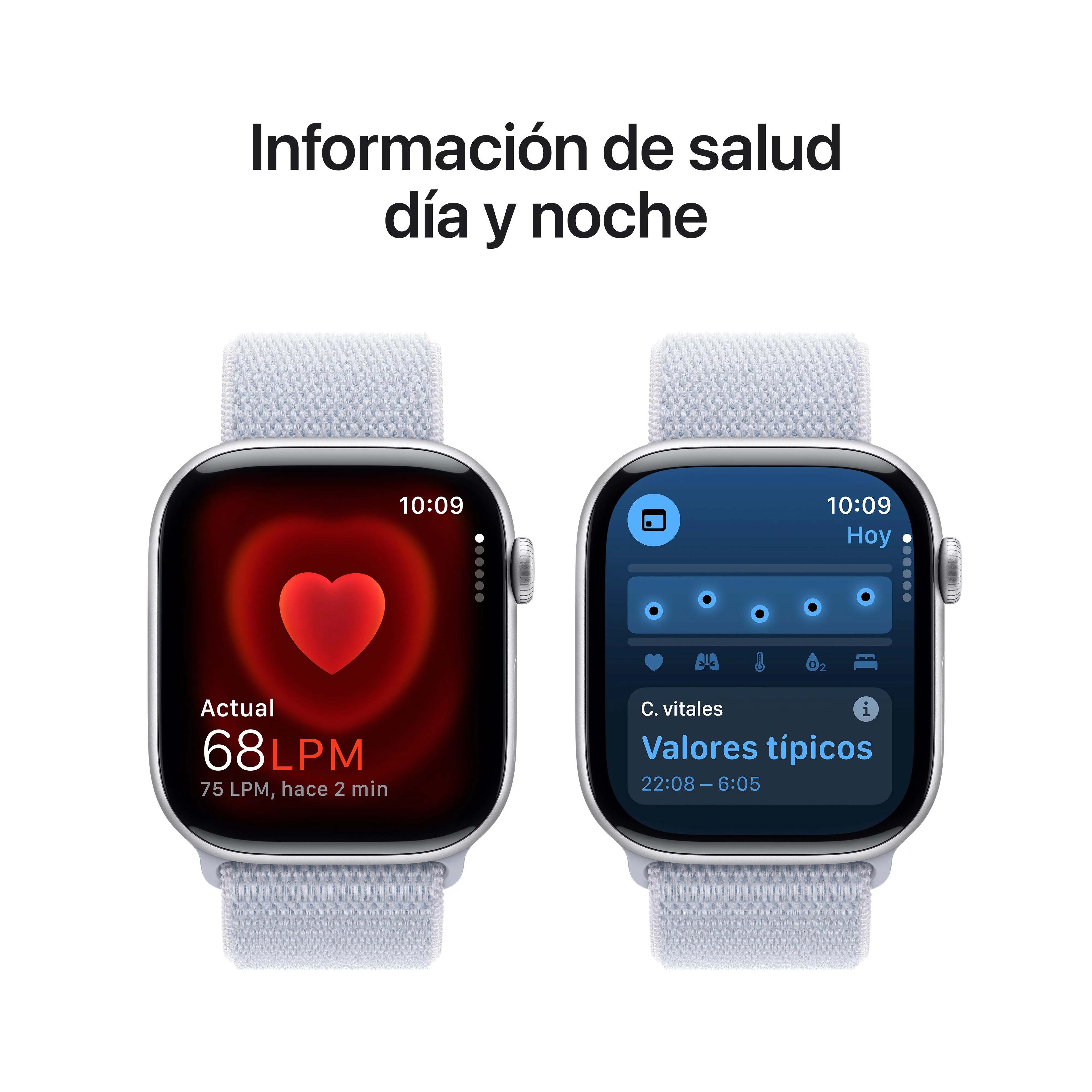 Apple Watch Series 10 (GPS) - Caja de aluminio en plata de 46 mm - Correa Loop deportiva azul nube - Image 5