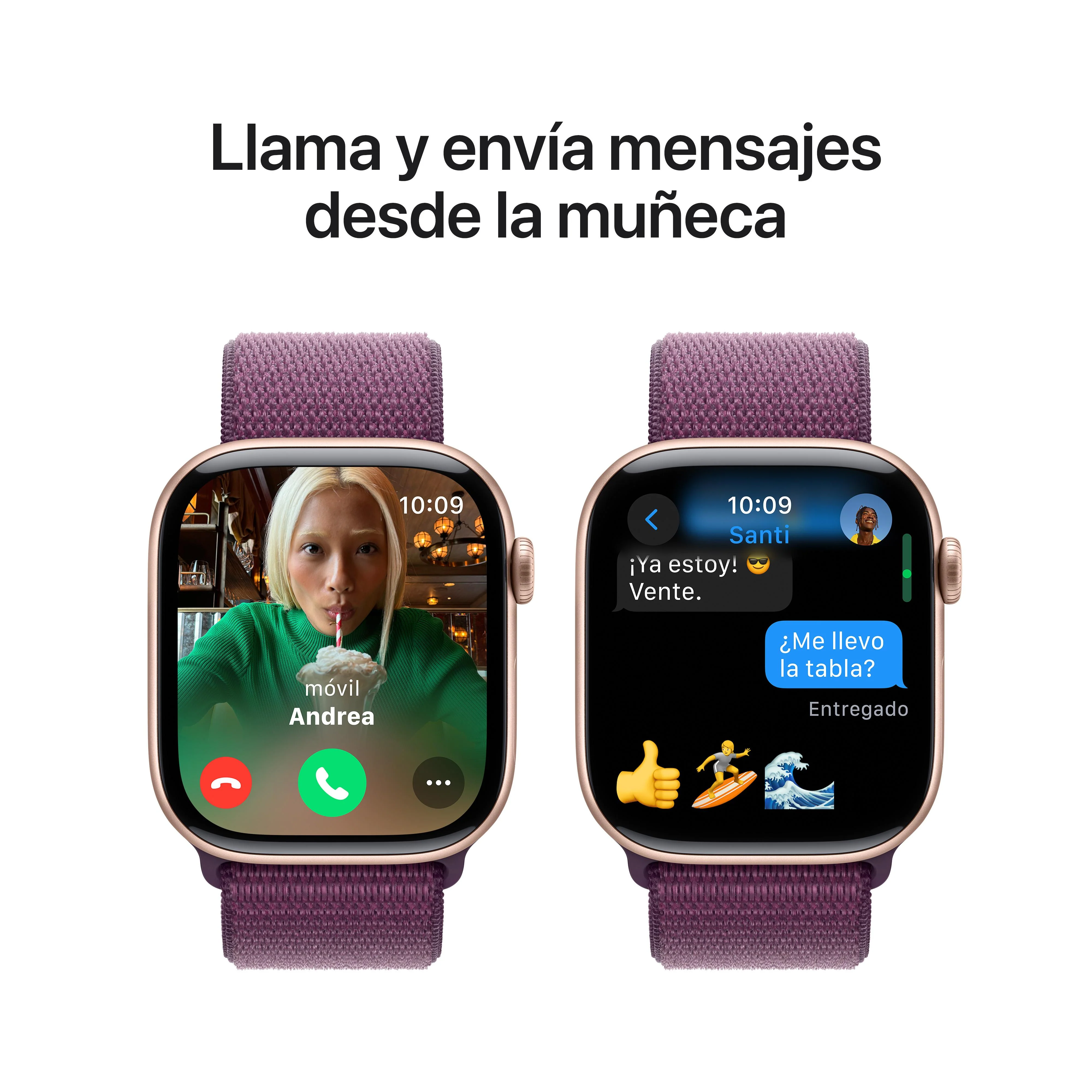 Apple Watch Series 10 (GPS) - Caja de aluminio en oro rosa de 46 mm - Correa Loop deportiva color ciruela - Image 7