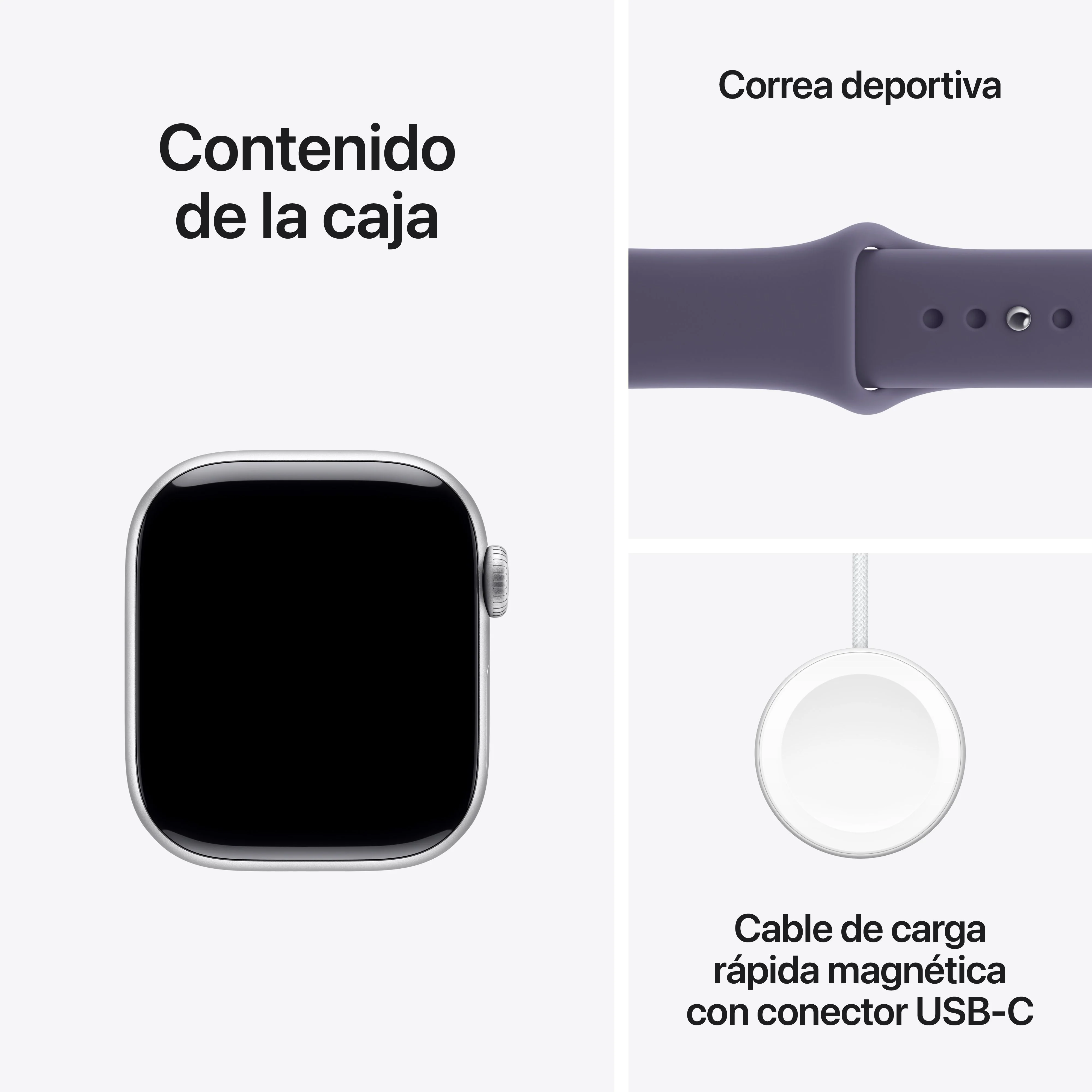 Apple Watch Series 11 (GPS) - Caja de aluminio en plata de 42 mm - Correa deportiva color niebla lila - Talla M/L - Image 8