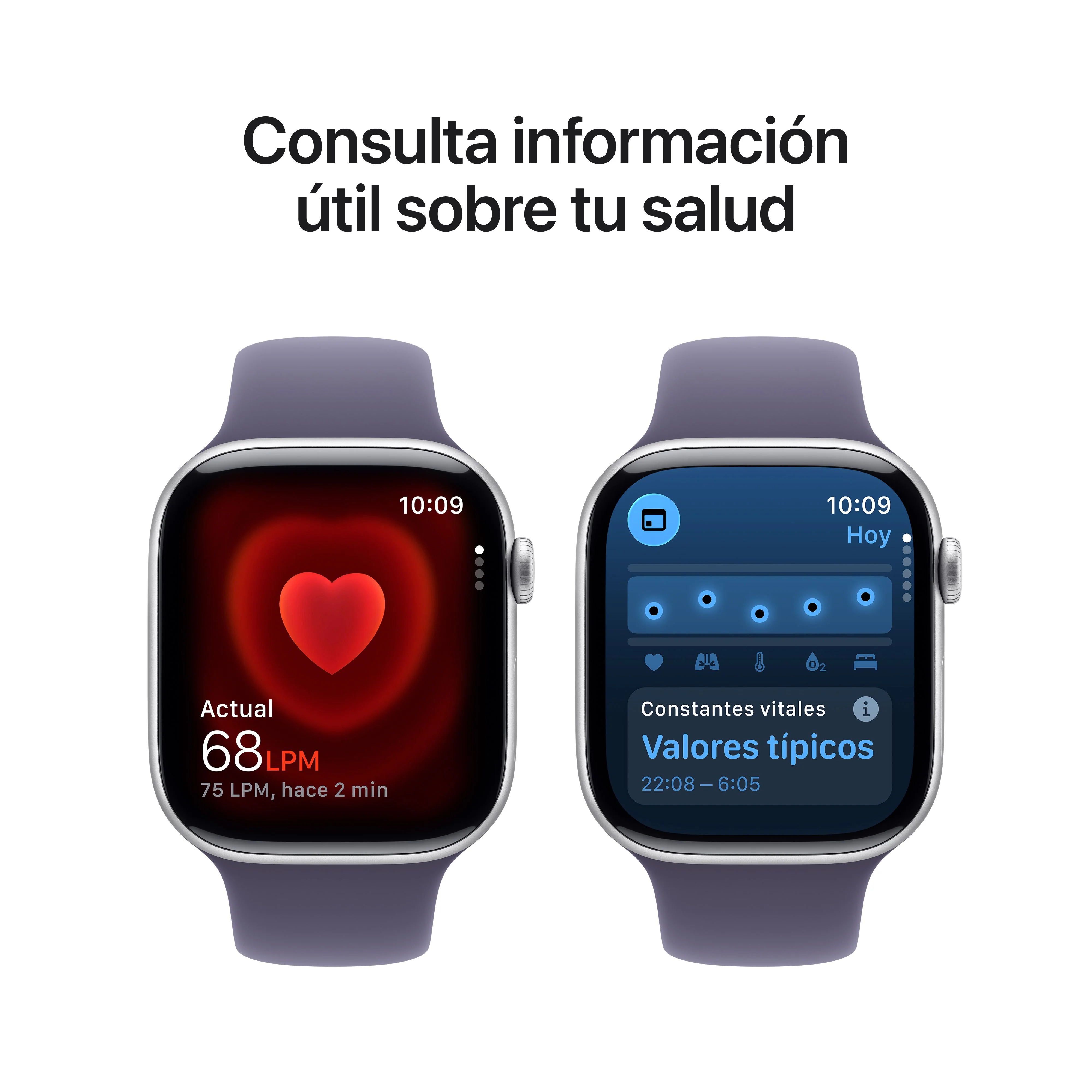 Apple Watch Series 11 (GPS) - Caja de aluminio en plata de 46 mm - Correa deportiva color niebla lila - Talla M/L - Image 5