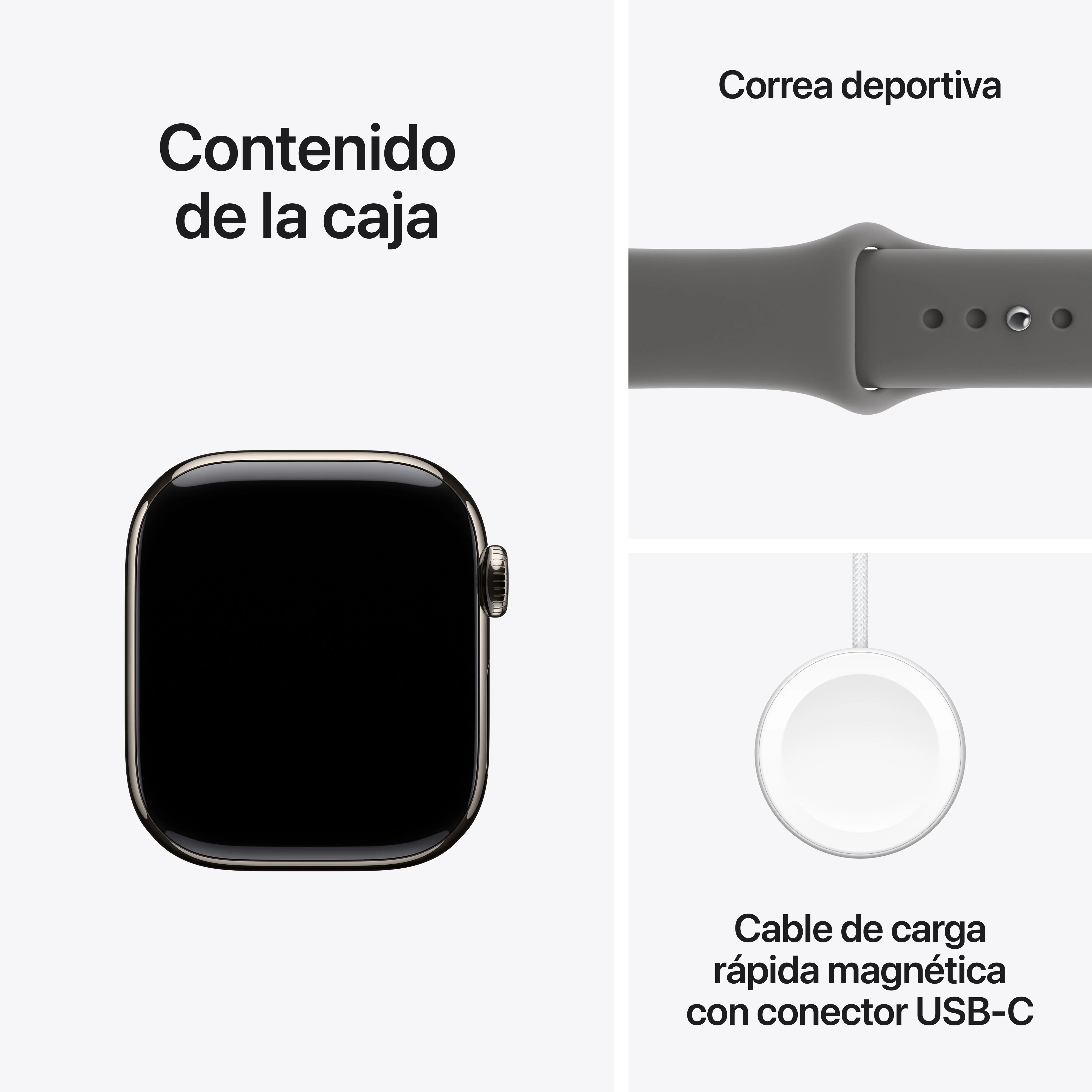 Apple Watch Series 11 (GPS + Cellular) - Caja de titanio natural de 42 mm - Correa deportiva gris piedra - Talla S/M - Image 8