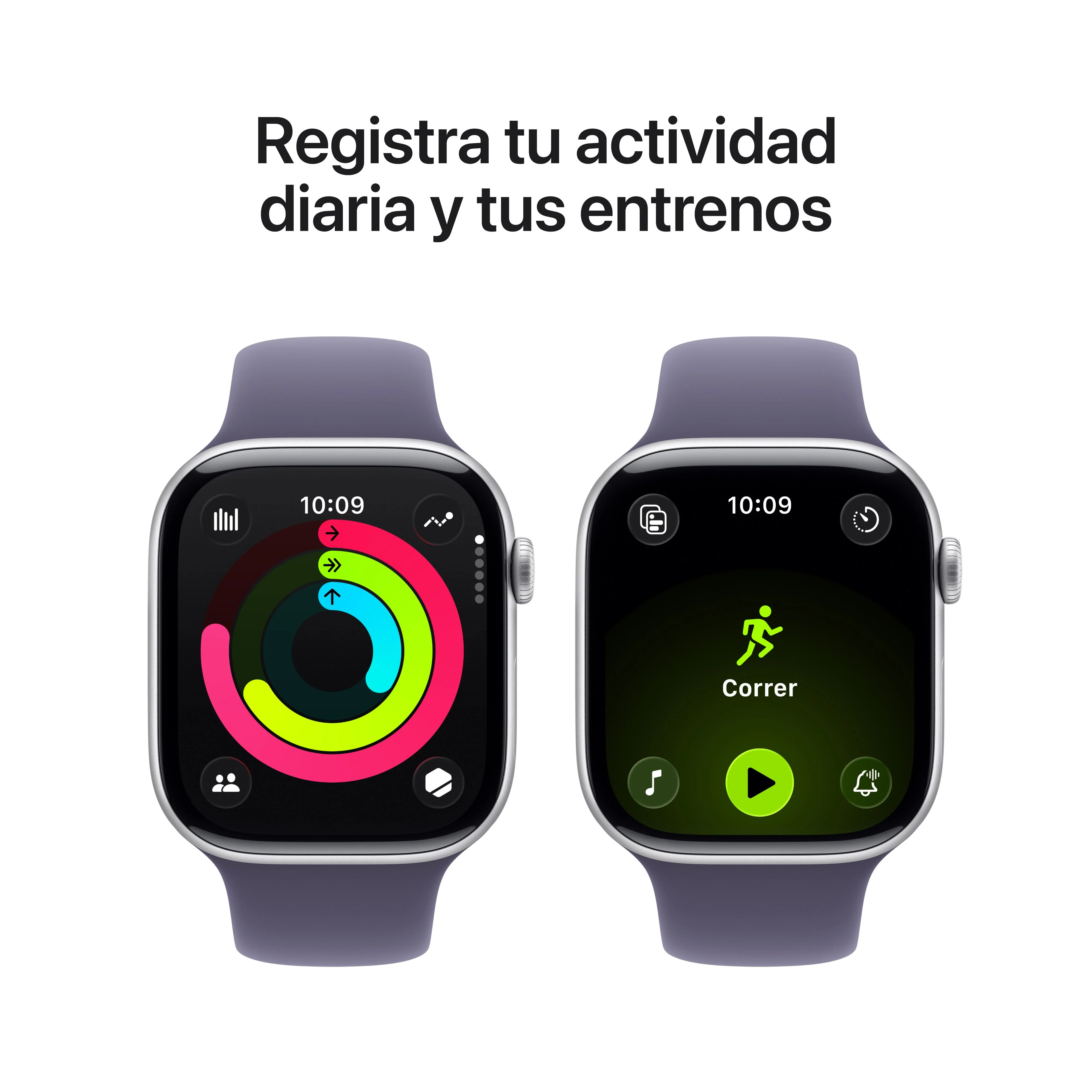 Apple Watch Series 11 (GPS + Cellular) - Caja de aluminio en plata de 46 mm - Correa deportiva color niebla lila - Talla S/M - Image 4