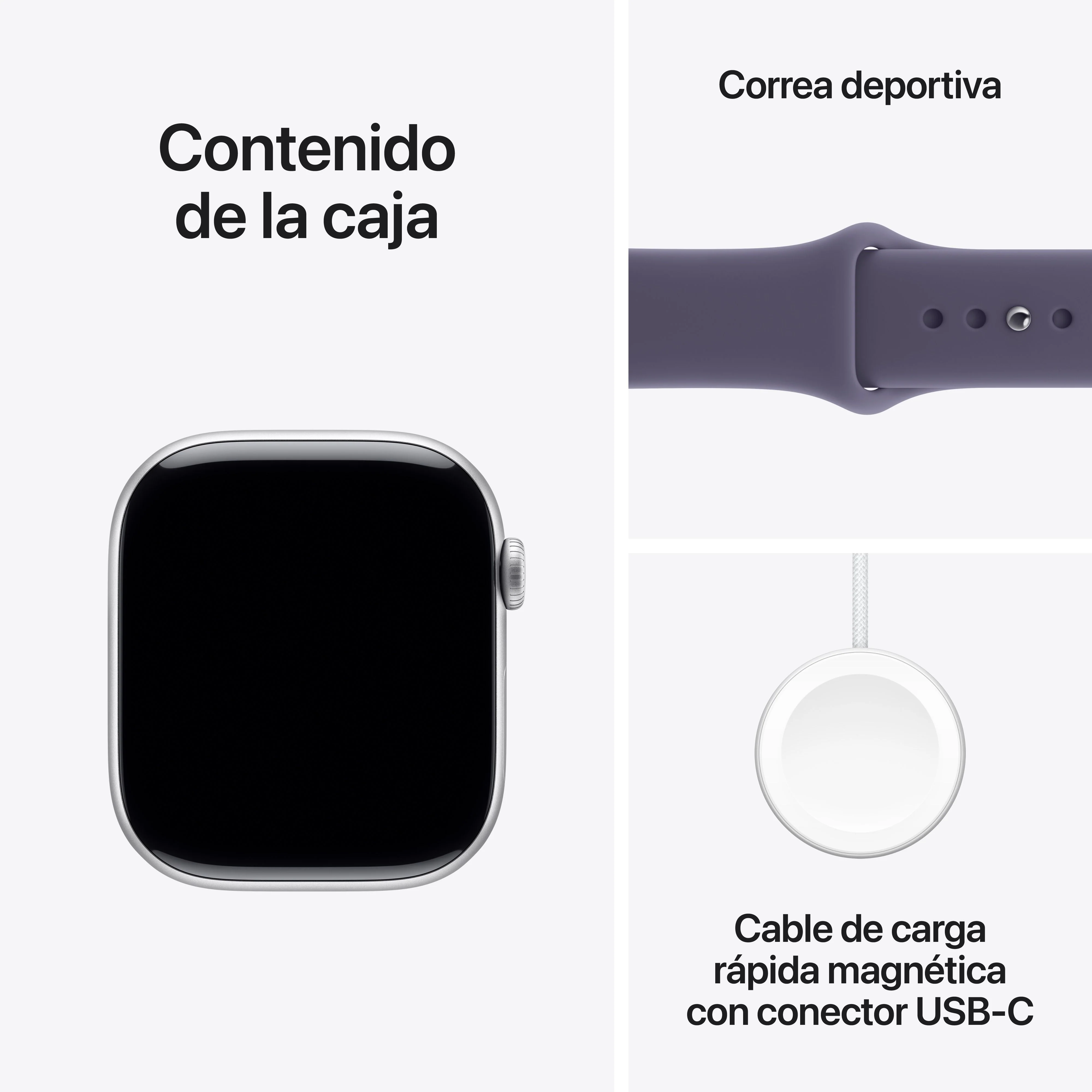 Apple Watch Series 11 (GPS + Cellular) - Caja de aluminio en plata de 46 mm - Correa deportiva color niebla lila - Talla S/M - Image 8