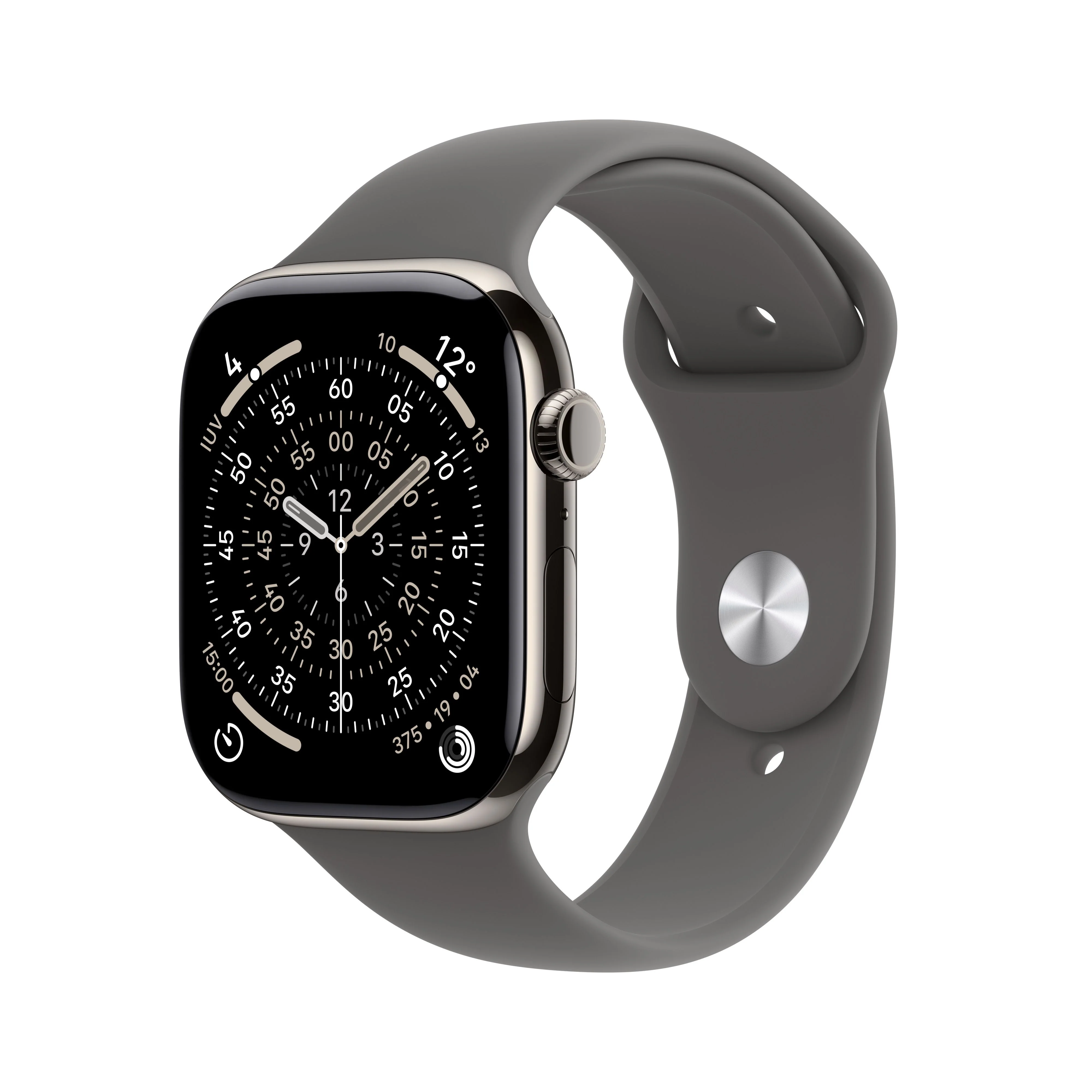 Apple Watch Series 11 (GPS + Cellular) - Caja de titanio natural de 46 mm - Correa deportiva gris piedra - Talla S/M