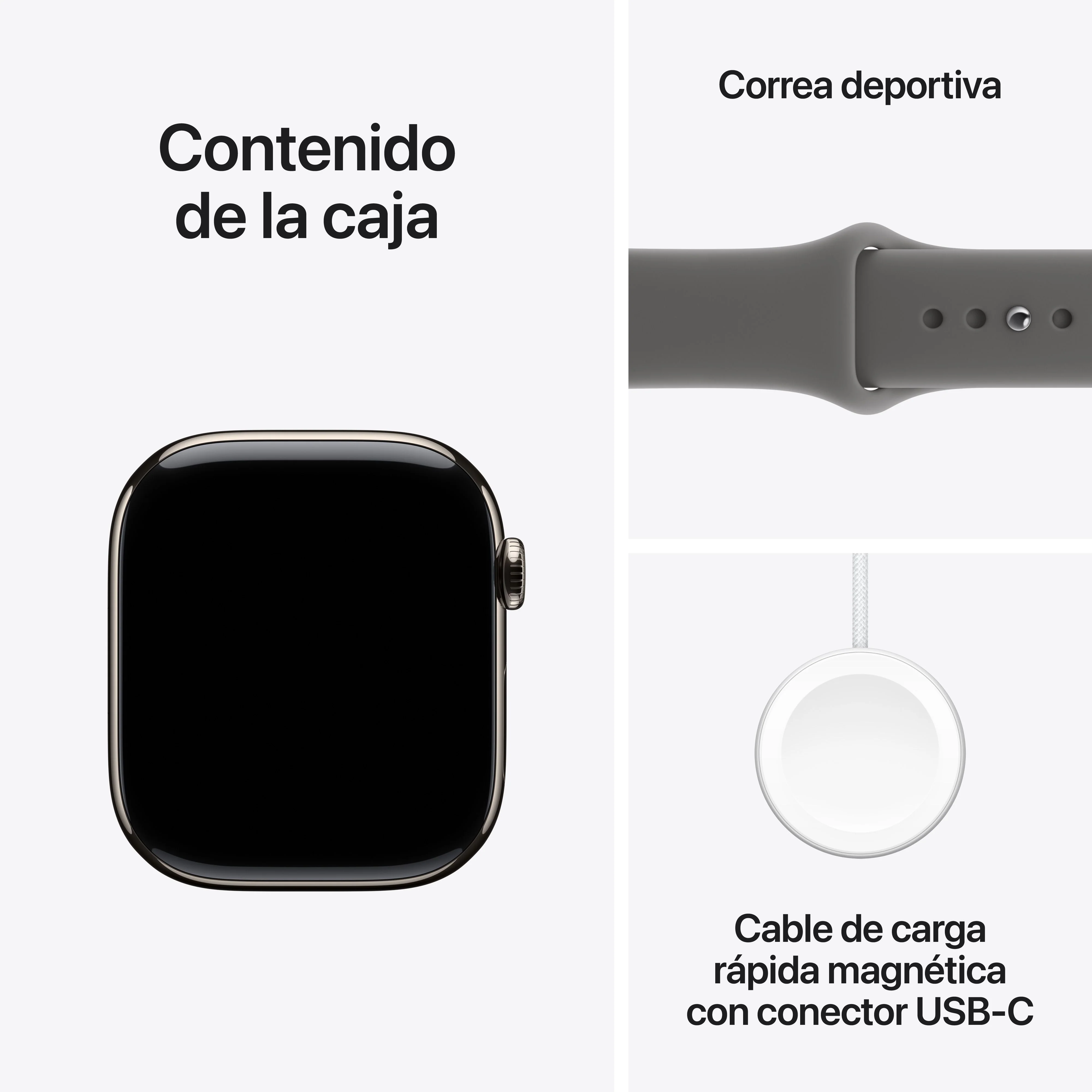 Apple Watch Series 11 (GPS + Cellular) - Caja de titanio natural de 46 mm - Correa deportiva gris piedra - Talla M/L - Image 8