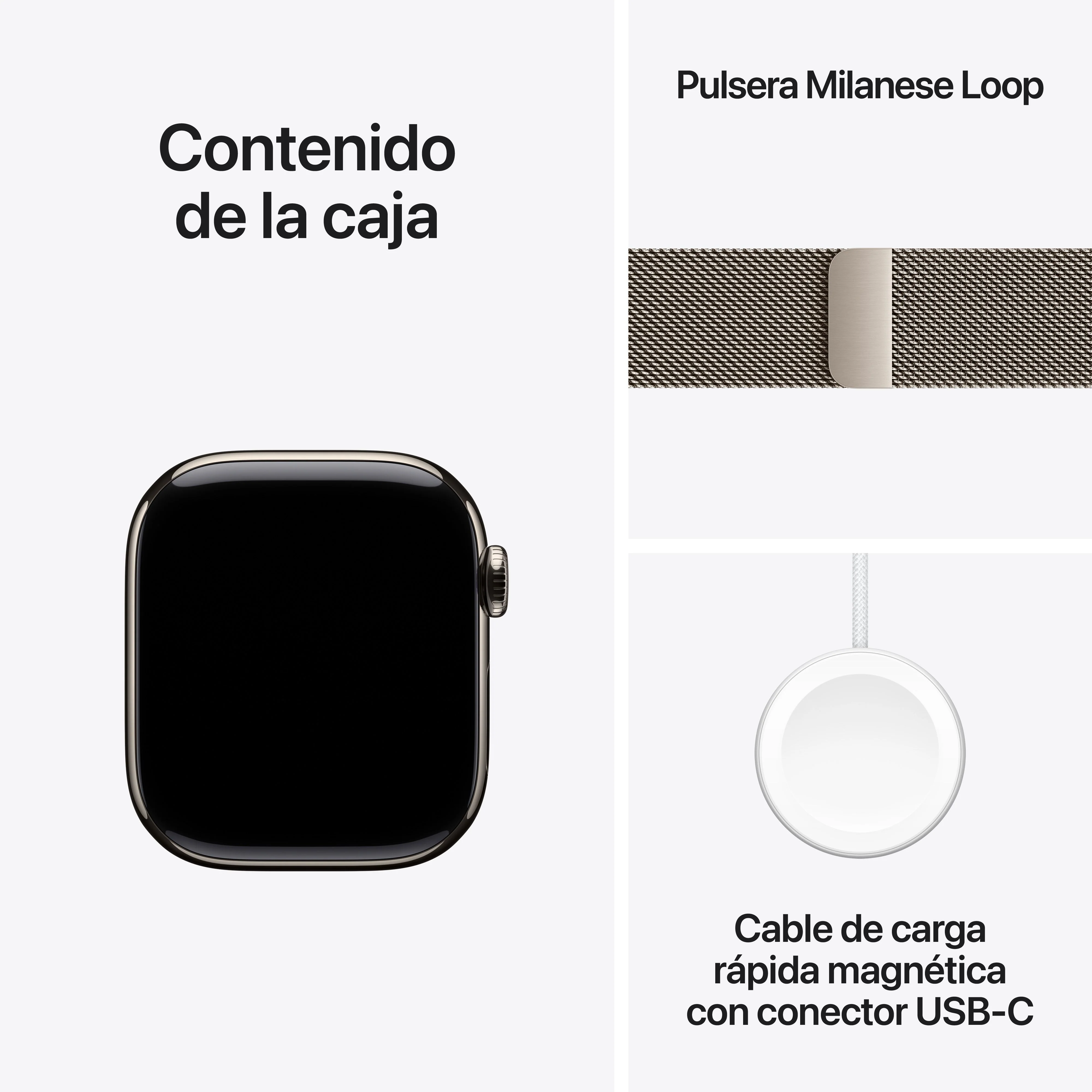 Apple Watch Series 11 (GPS + Cellular) - Caja de titanio natural de 42 mm - Pulsera Milanese Loop en color natural - Image 8