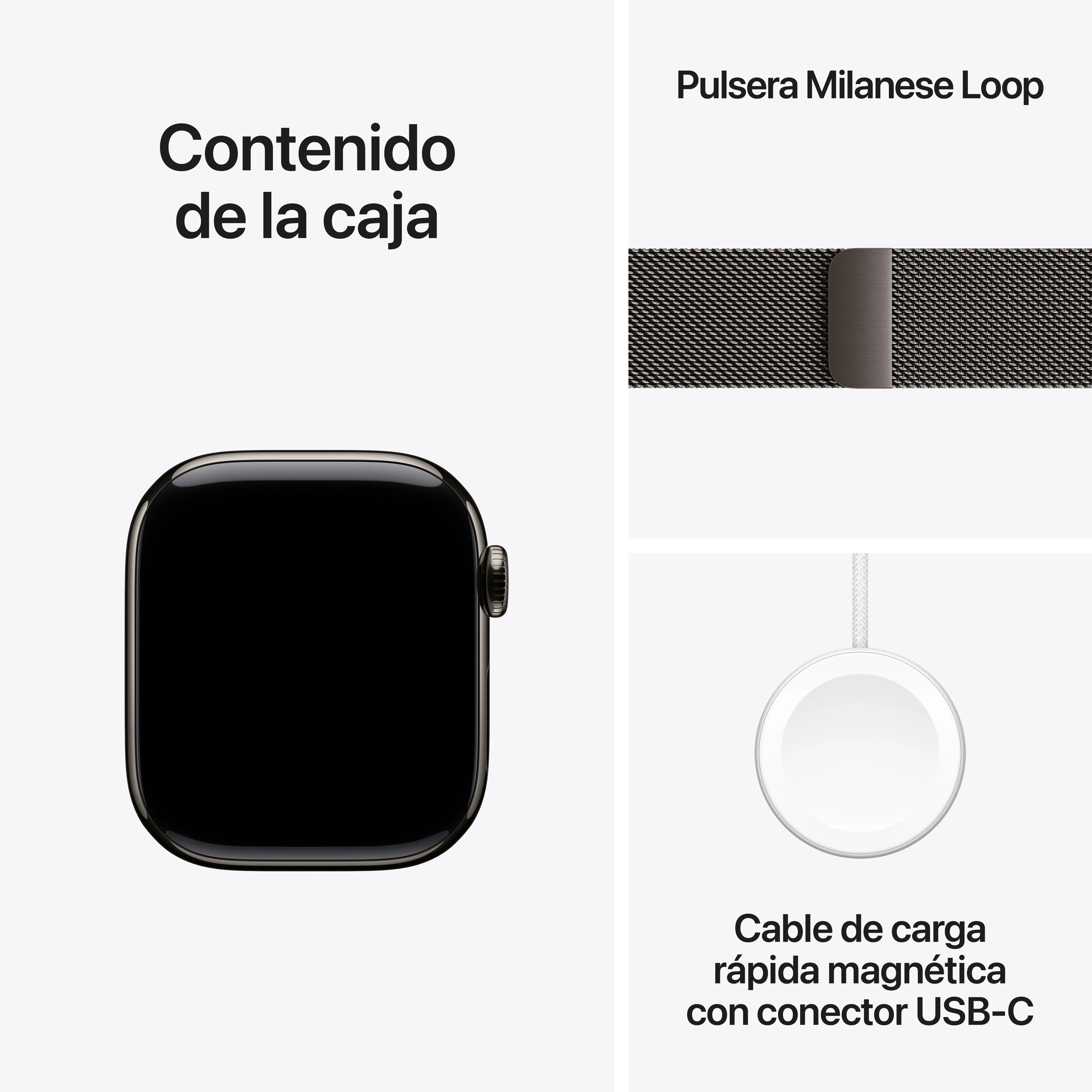 Apple Watch Series 11 (GPS + Cellular) - Caja de titanio en color pizarra de 42 mm - Pulsera Milanese Loop en color pizarra - Image 8