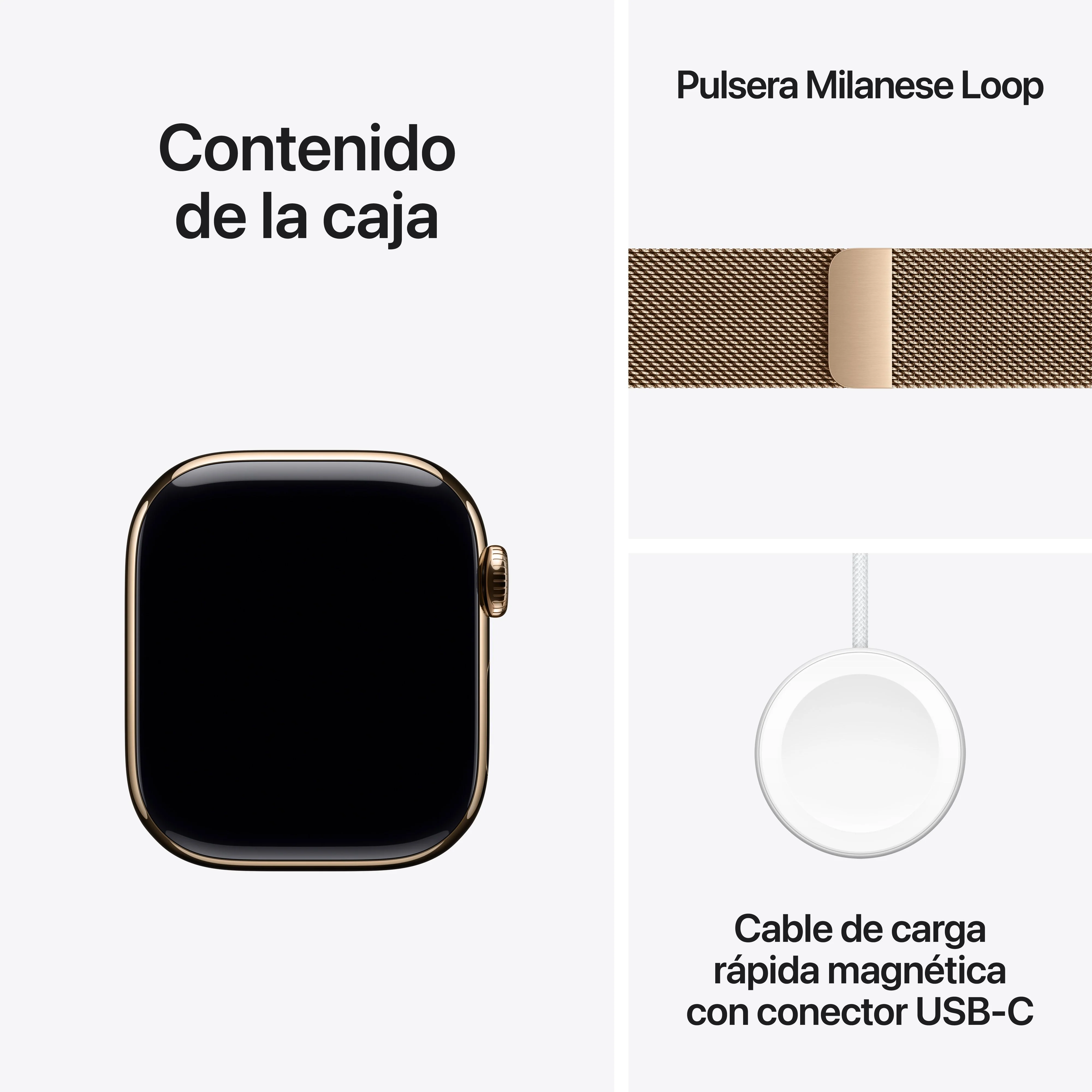 Apple Watch Series 11 (GPS + Cellular) - Caja de titanio en oro de 42 mm - Pulsera Milanese Loop en oro - Image 8