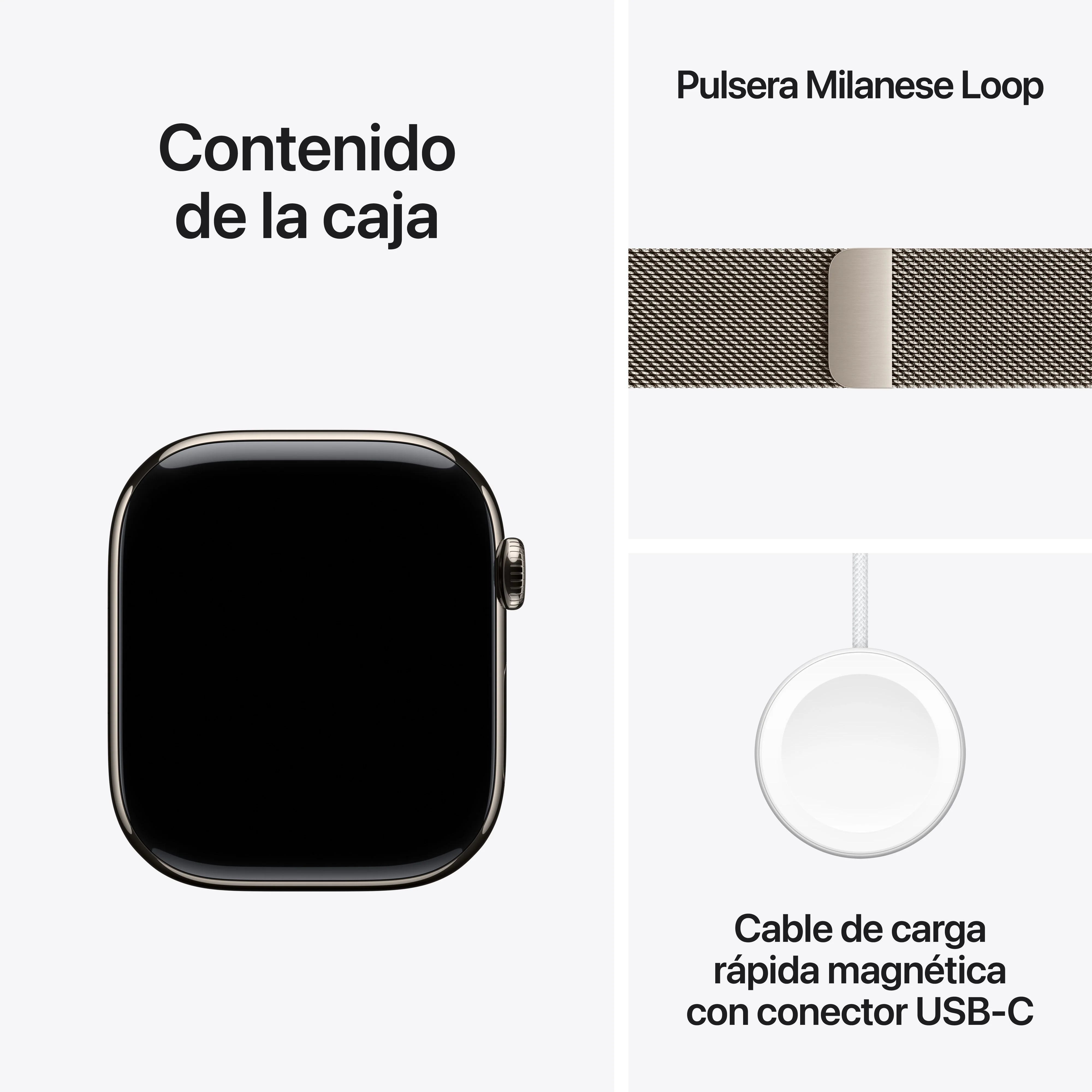 Apple Watch Series 11 (GPS + Cellular) - Caja de titanio natural de 46 mm - Pulsera Milanese Loop en color natural - Talla S/M - Image 8