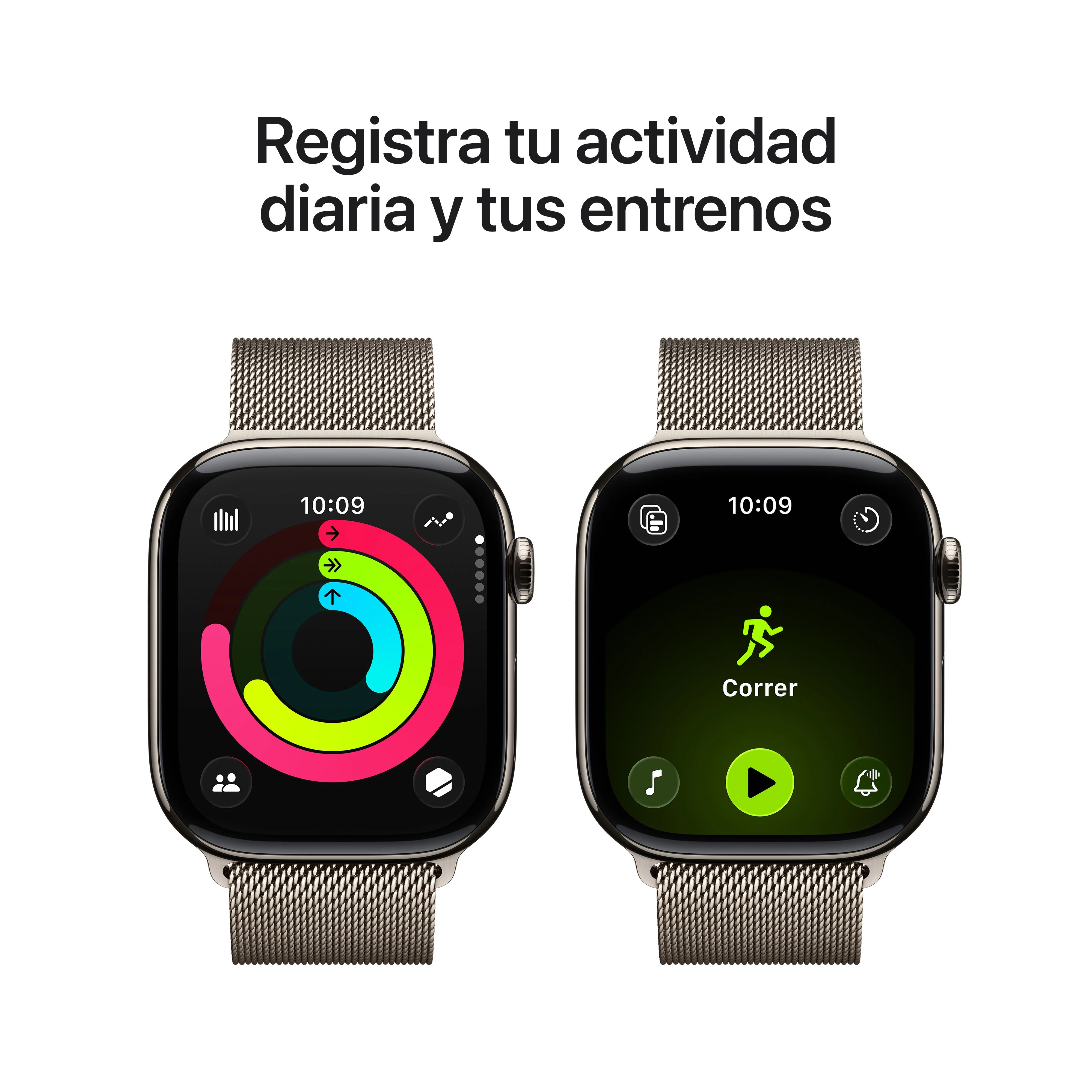 Apple Watch Series 11 (GPS + Cellular) - Caja de titanio natural de 46 mm - Pulsera Milanese Loop en color natural - Talla M/L - Image 4