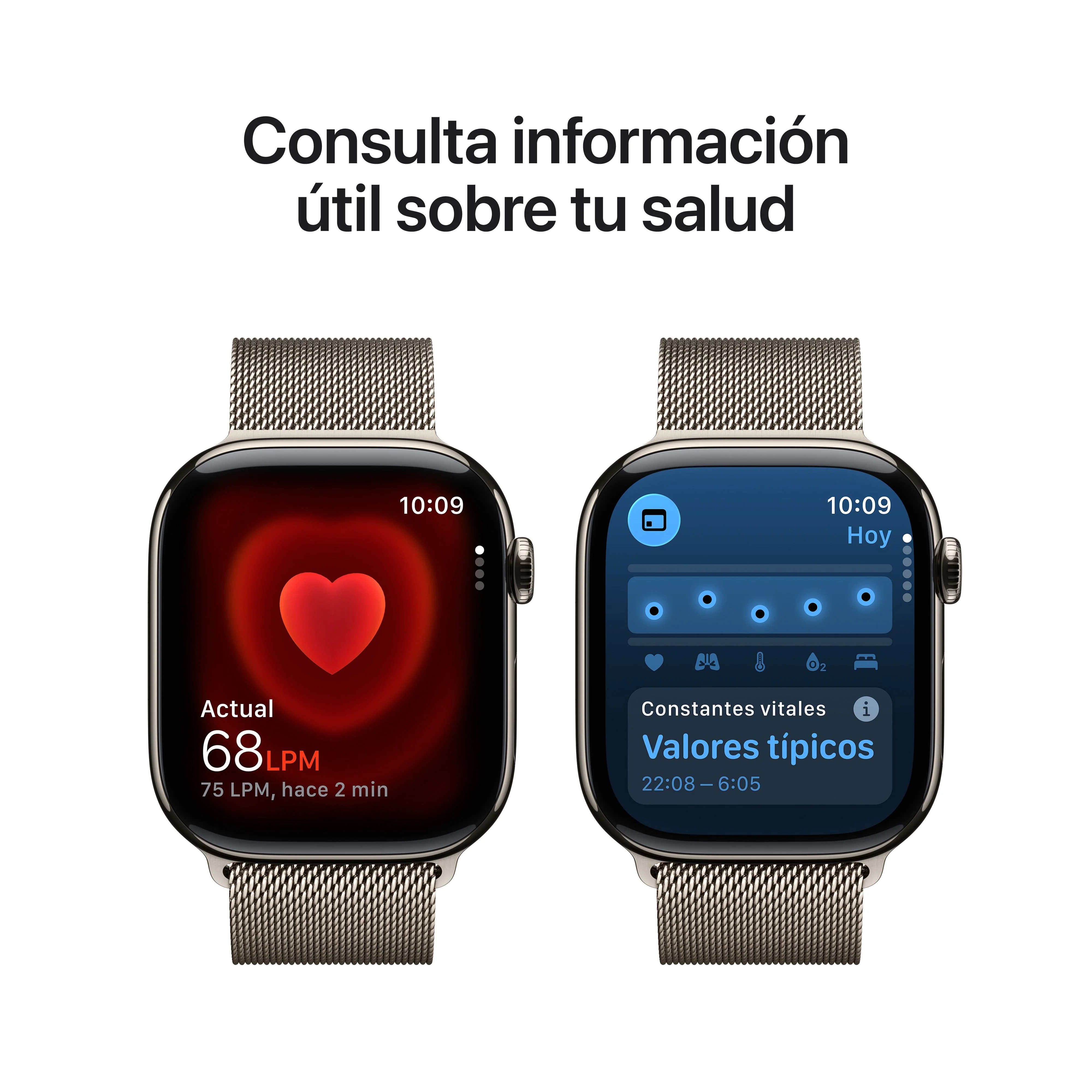 Apple Watch Series 11 (GPS + Cellular) - Caja de titanio natural de 46 mm - Pulsera Milanese Loop en color natural - Talla M/L - Image 5