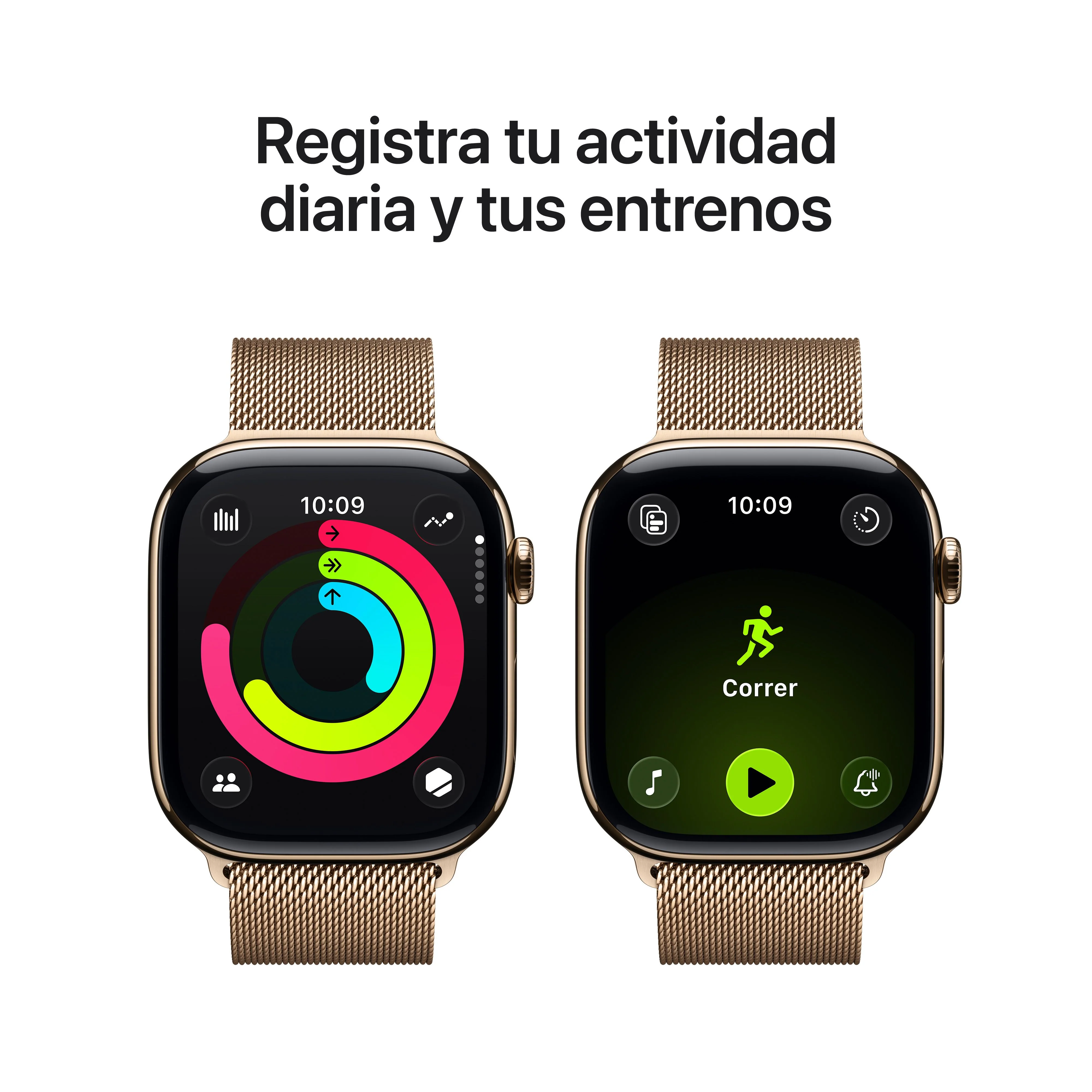 Apple Watch Series 11 (GPS + Cellular) - Caja de titanio en oro de 46 mm - Pulsera Milanese Loop en oro - Talla M/L - Image 4