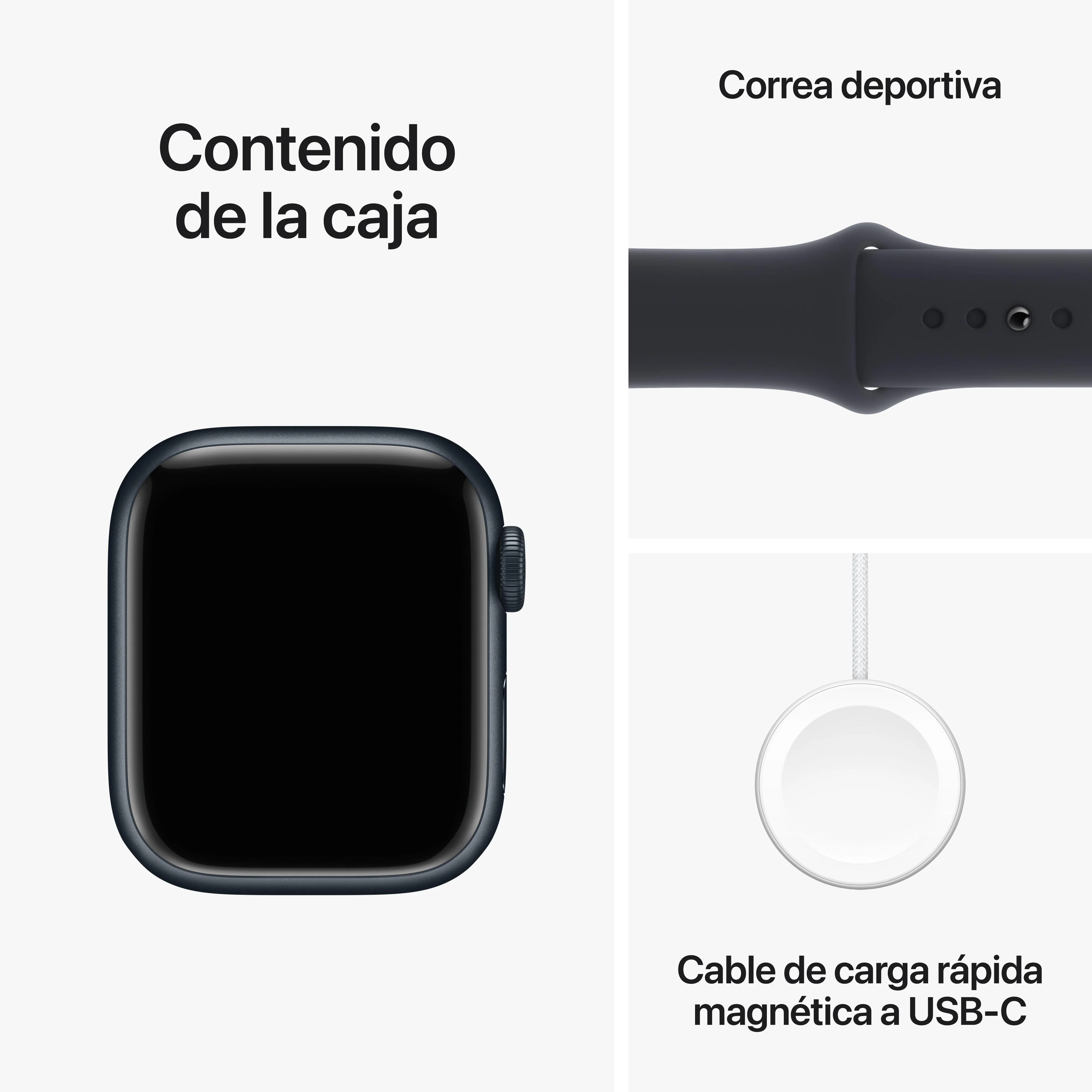 Apple Watch Series 9 (GPS) - Caja de aluminio en color medianoche de 41 mm - Correa deportiva color medianoche - Talla S/M - Image 10