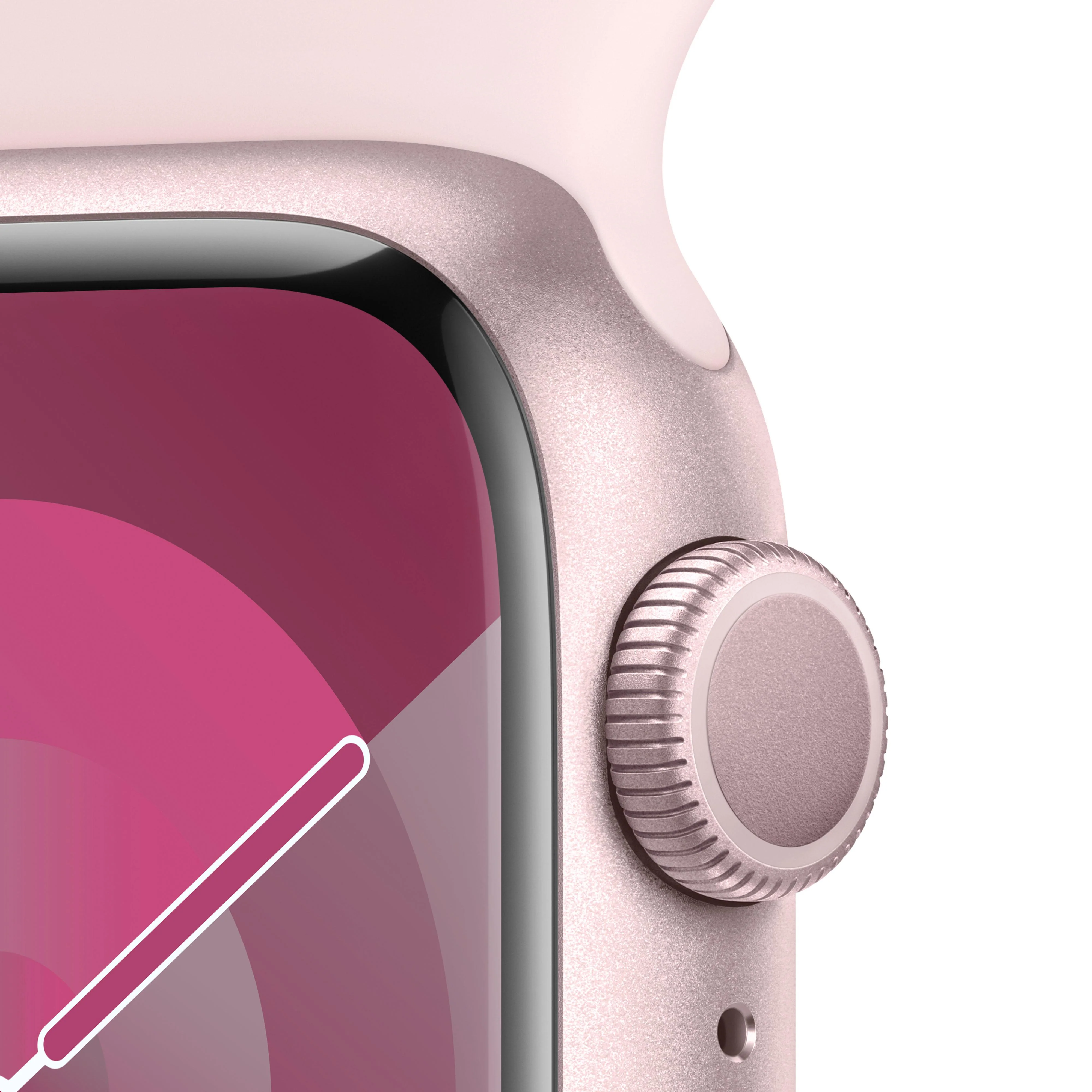 Apple Watch Series 9 (GPS) - Caja de aluminio en rosa de 41 mm - Correa deportiva rosa claro - Talla M/L - Image 3