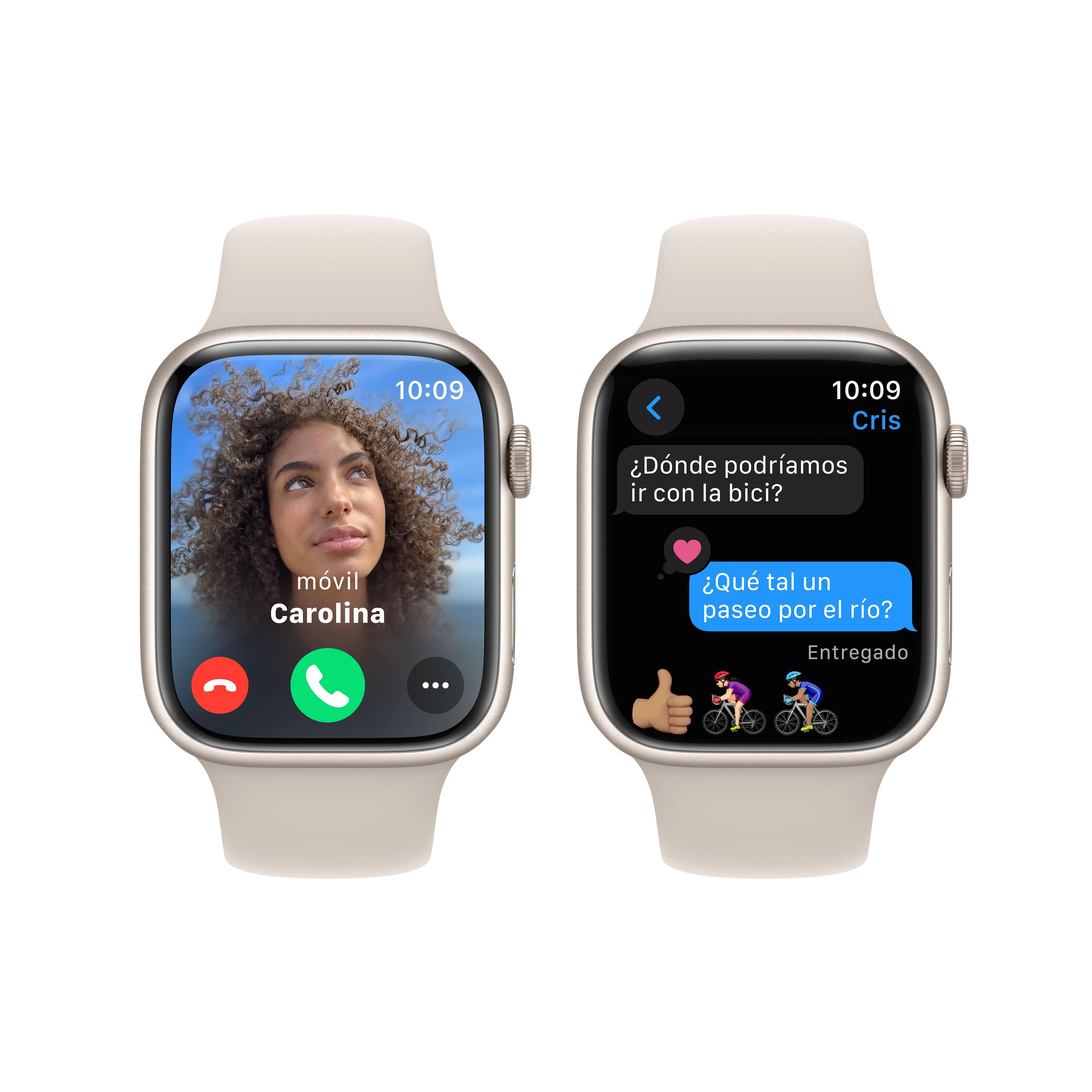Apple Watch Series 9 (GPS) - Caja de aluminio en blanco estrella de 45 mm - Correa deportiva blanco estrella - Talla S/M - Image 6