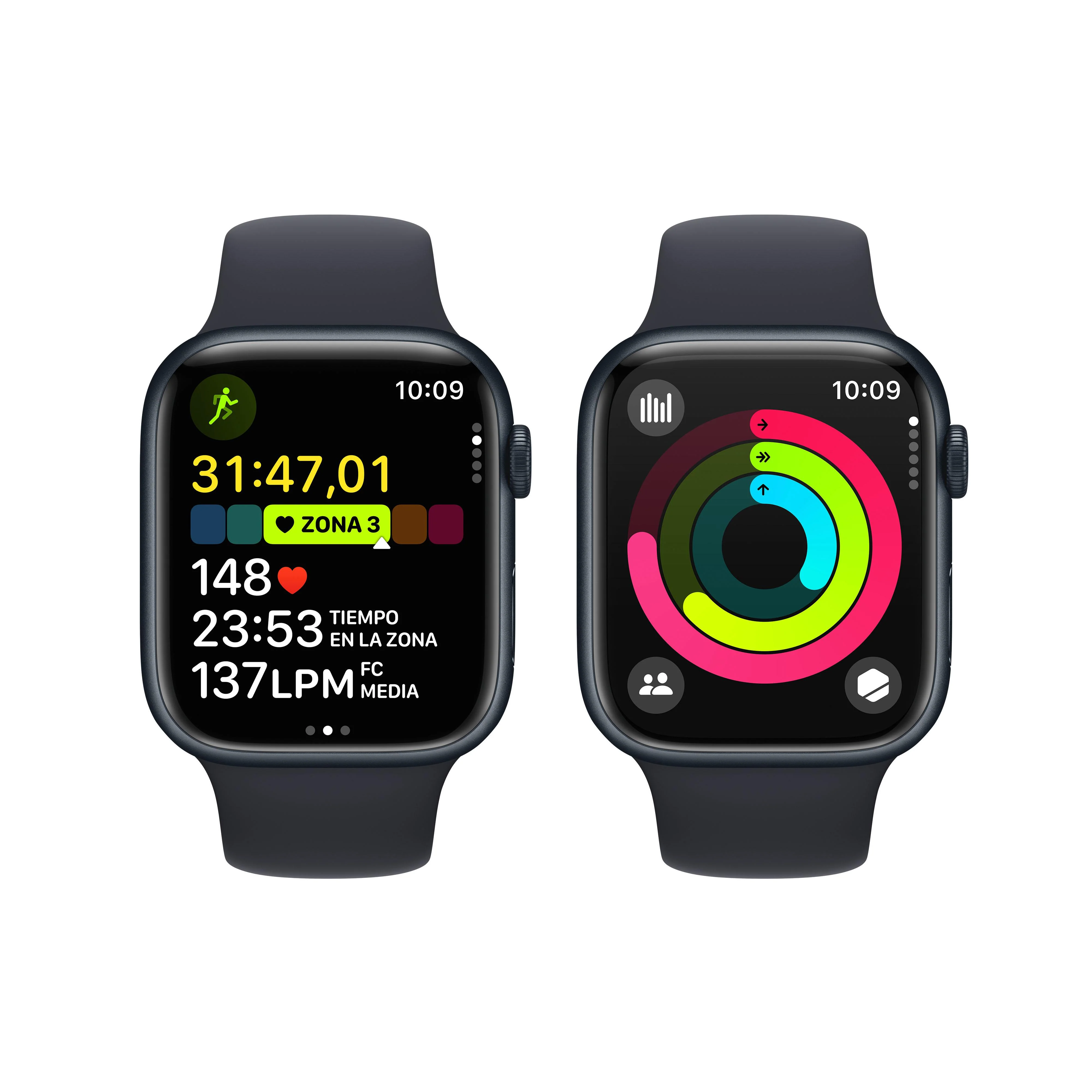 Apple Watch Series 9 (GPS) - Caja de aluminio en color medianoche de 45 mm - Correa deportiva color medianoche - Talla S/M - Image 8