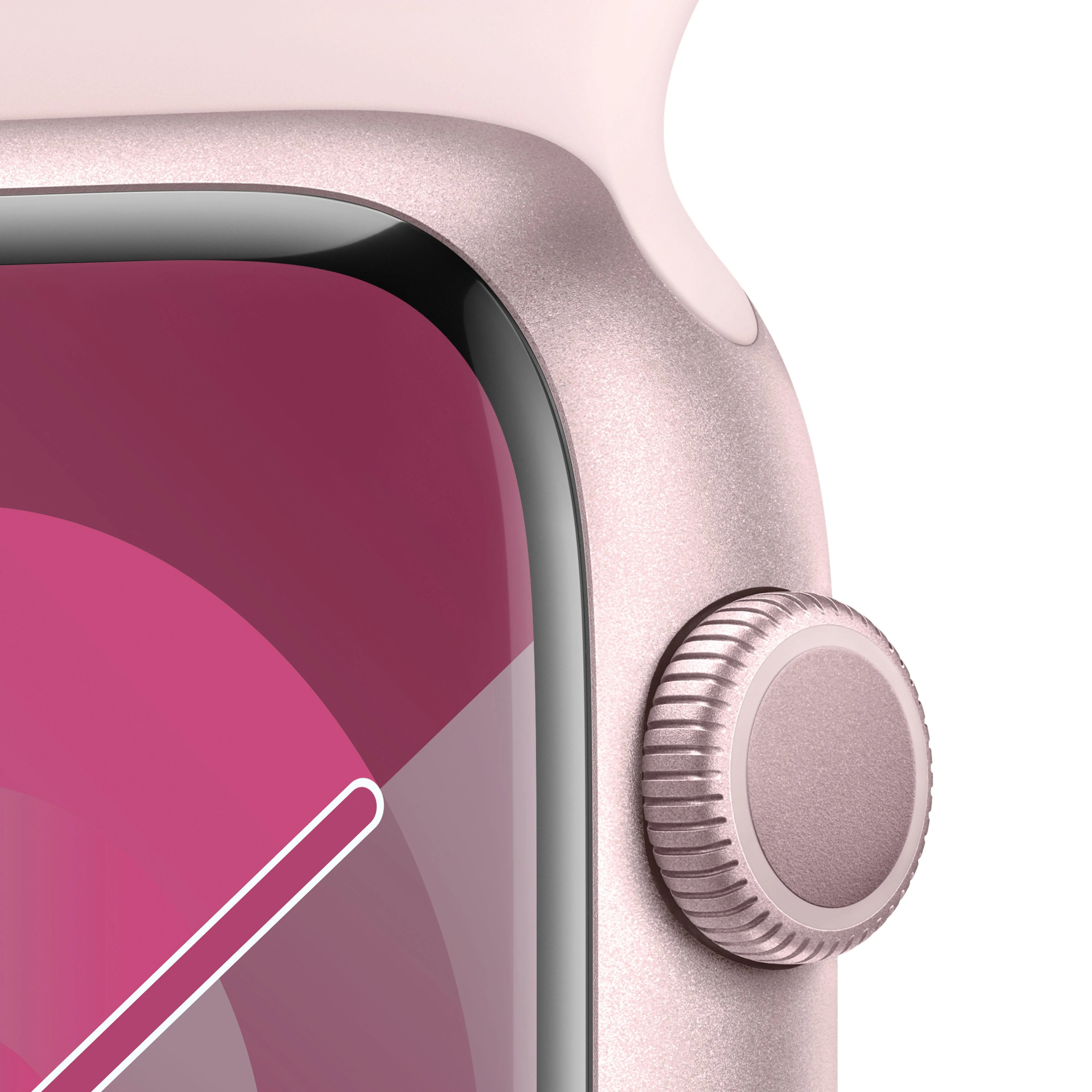 Apple Watch Series 9 (GPS) - Caja de aluminio en rosa de 45 mm - Correa deportiva rosa claro - Talla S/M - Image 3