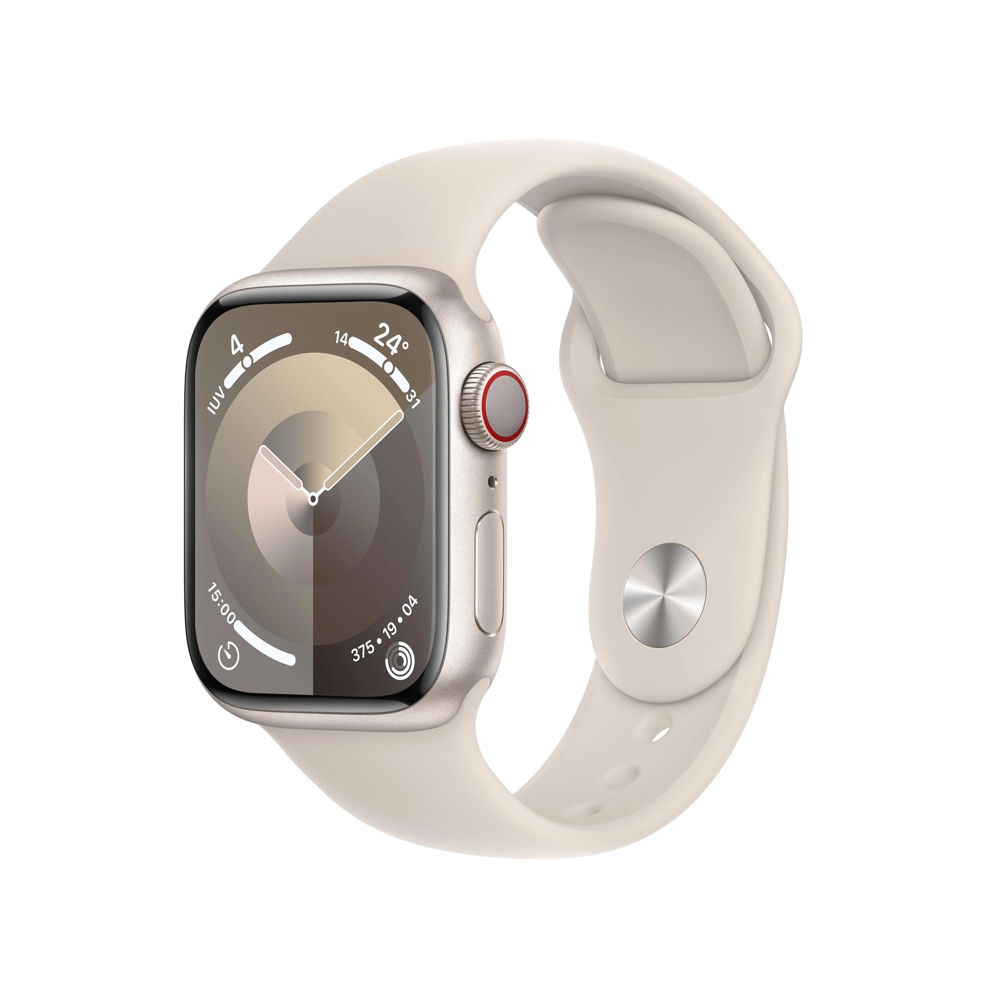 Apple Watch Series 9 (GPS + Cellular) - Caja de aluminio en blanco estrella de 41 mm - Correa deportiva blanco estrella - Talla S/M