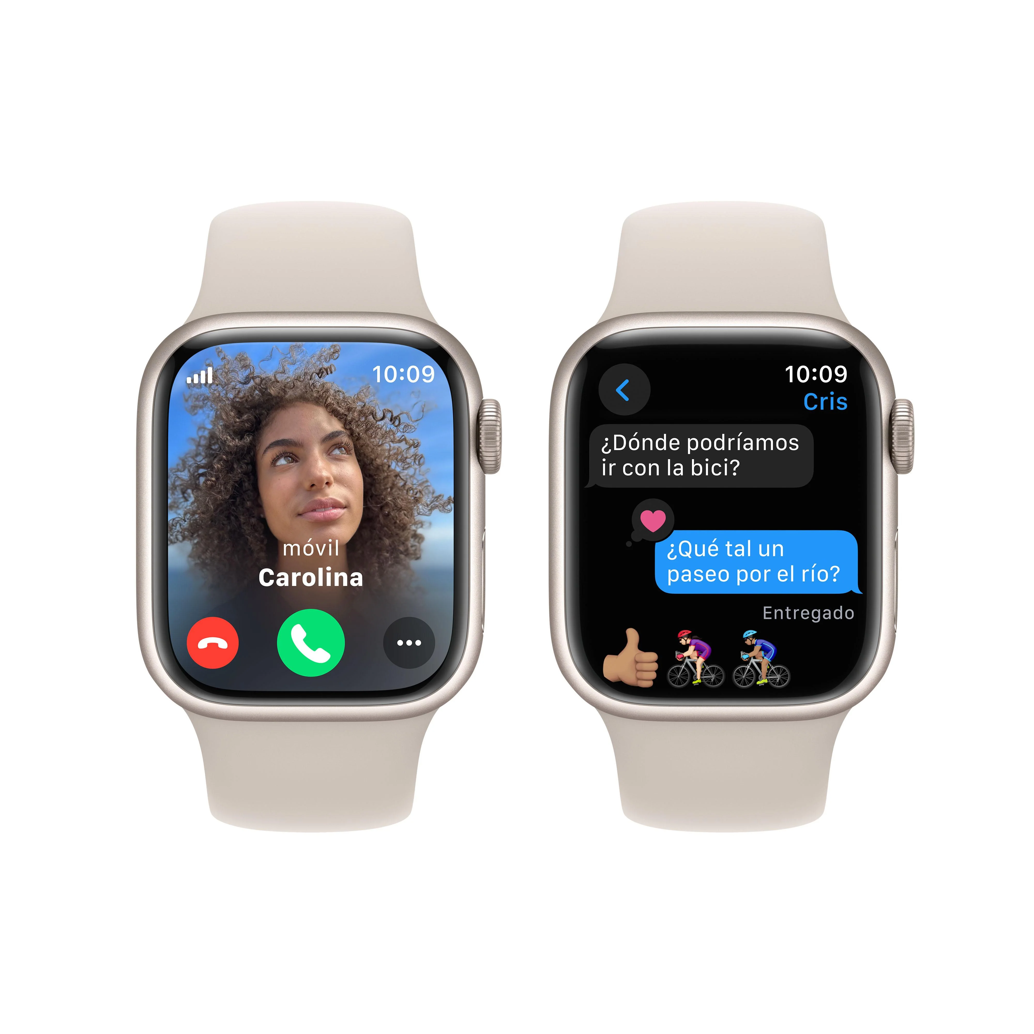 Apple Watch Series 9 (GPS + Cellular) - Caja de aluminio en blanco estrella de 41 mm - Correa deportiva blanco estrella - Talla S/M - Image 6