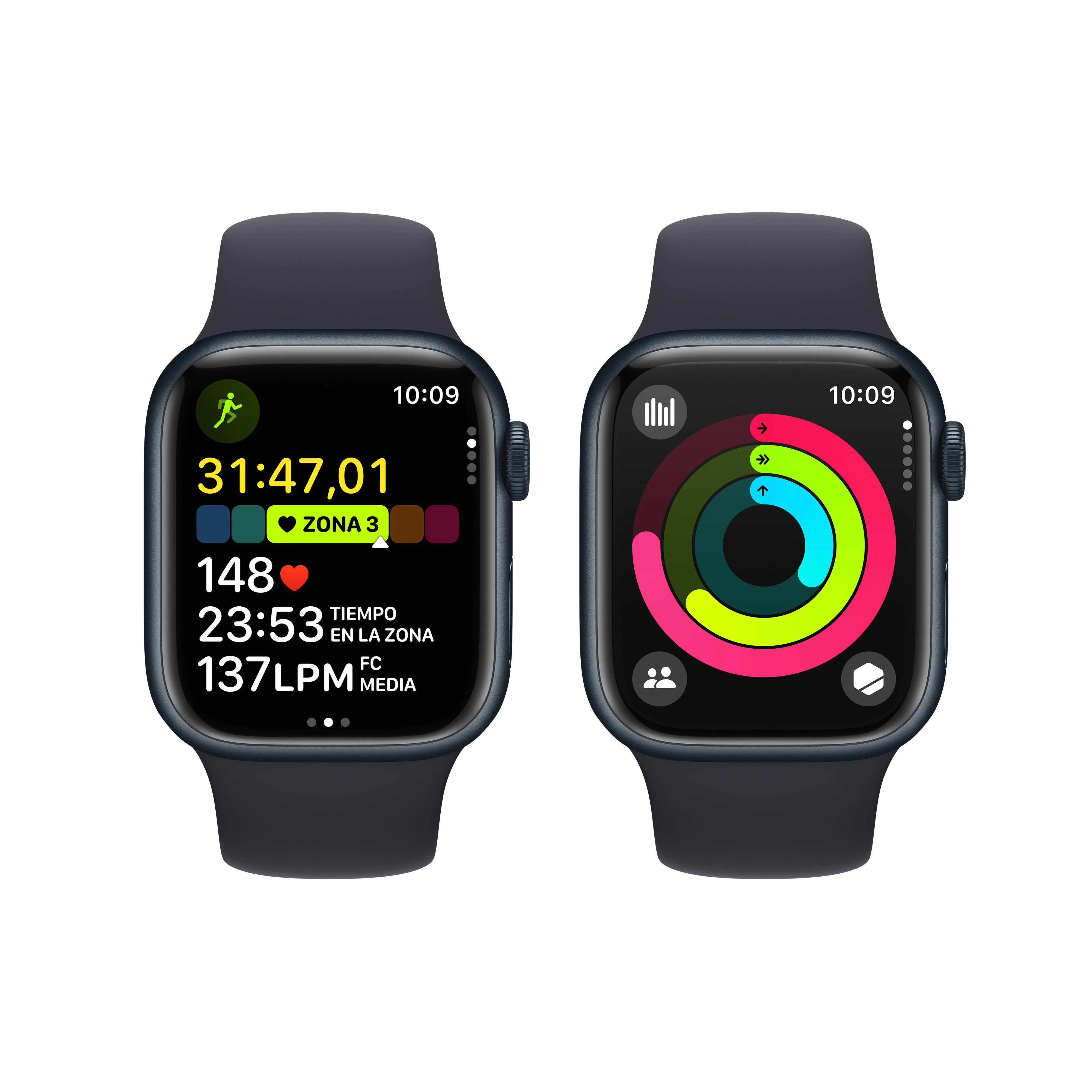 Apple Watch Series 9 (GPS + Cellular) - Caja de aluminio en color medianoche de 41 mm - Correa deportiva color medianoche - Talla S/M - Image 8