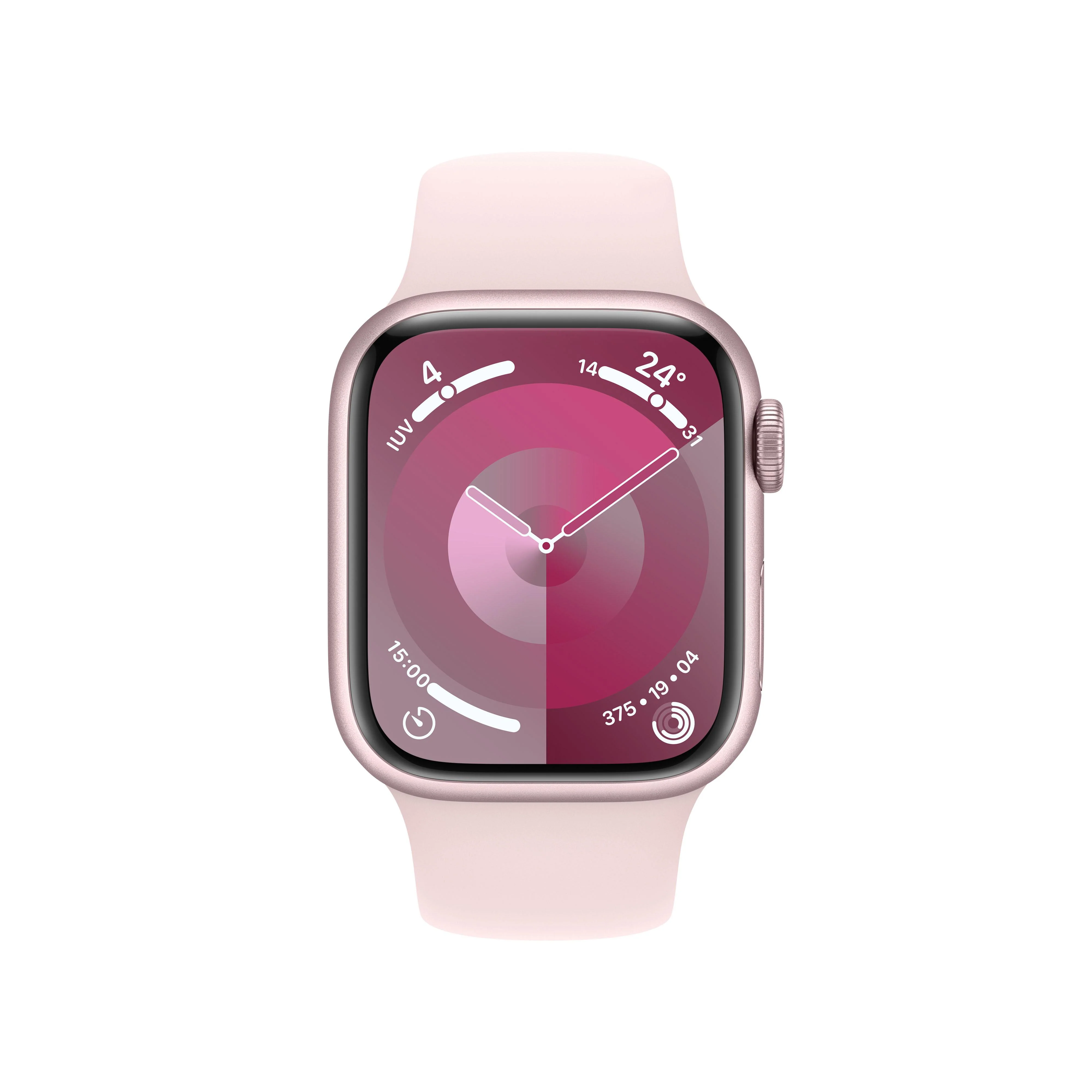 Apple Watch Series 9 (GPS + Cellular) - Caja de aluminio en rosa de 41 mm - Correa deportiva rosa claro - Talla S/M - Image 2