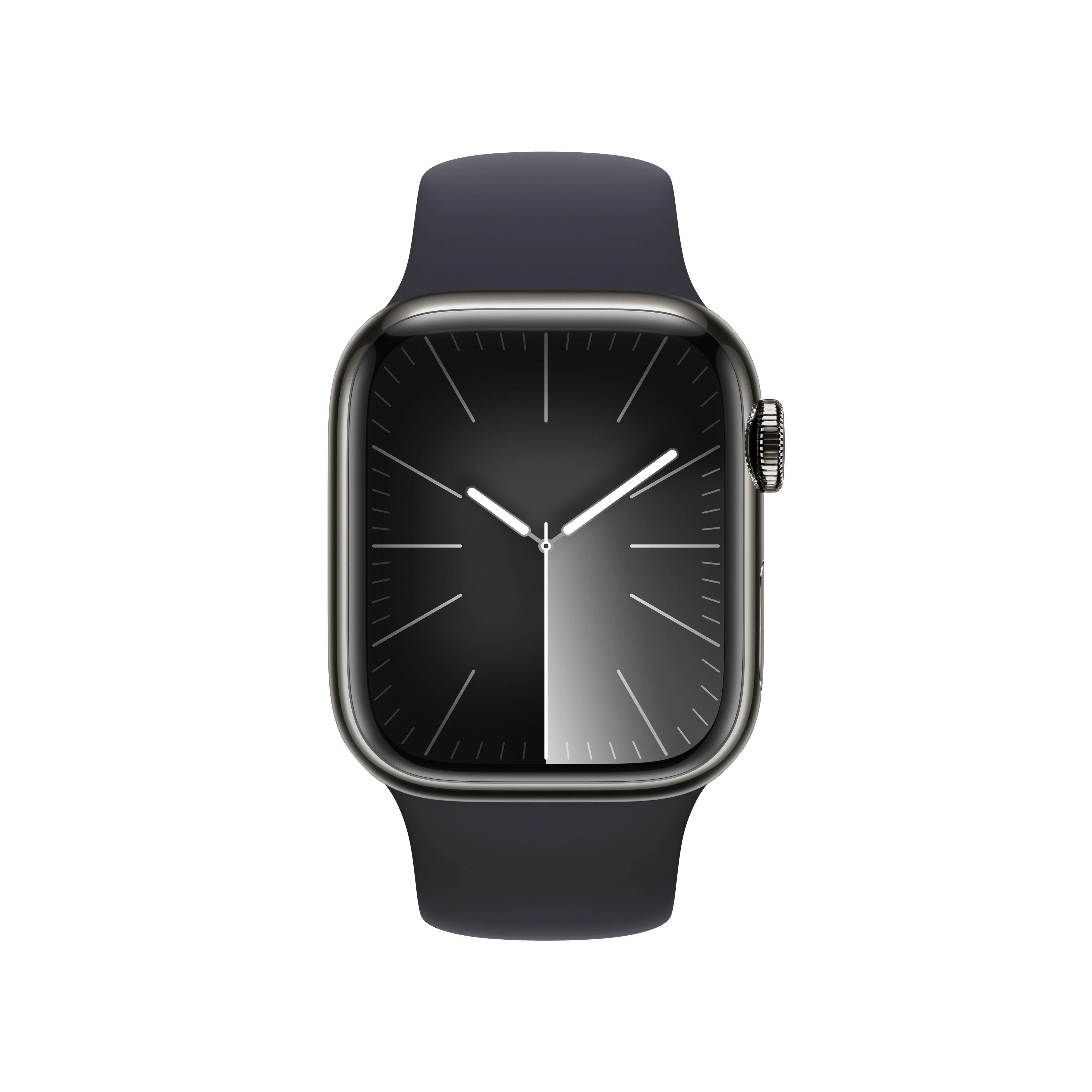 Apple Watch Series 9 (GPS + Cellular) - Caja de acero inoxidable en grafito de 41 mm - Correa deportiva color medianoche - Talla M/L - Image 2