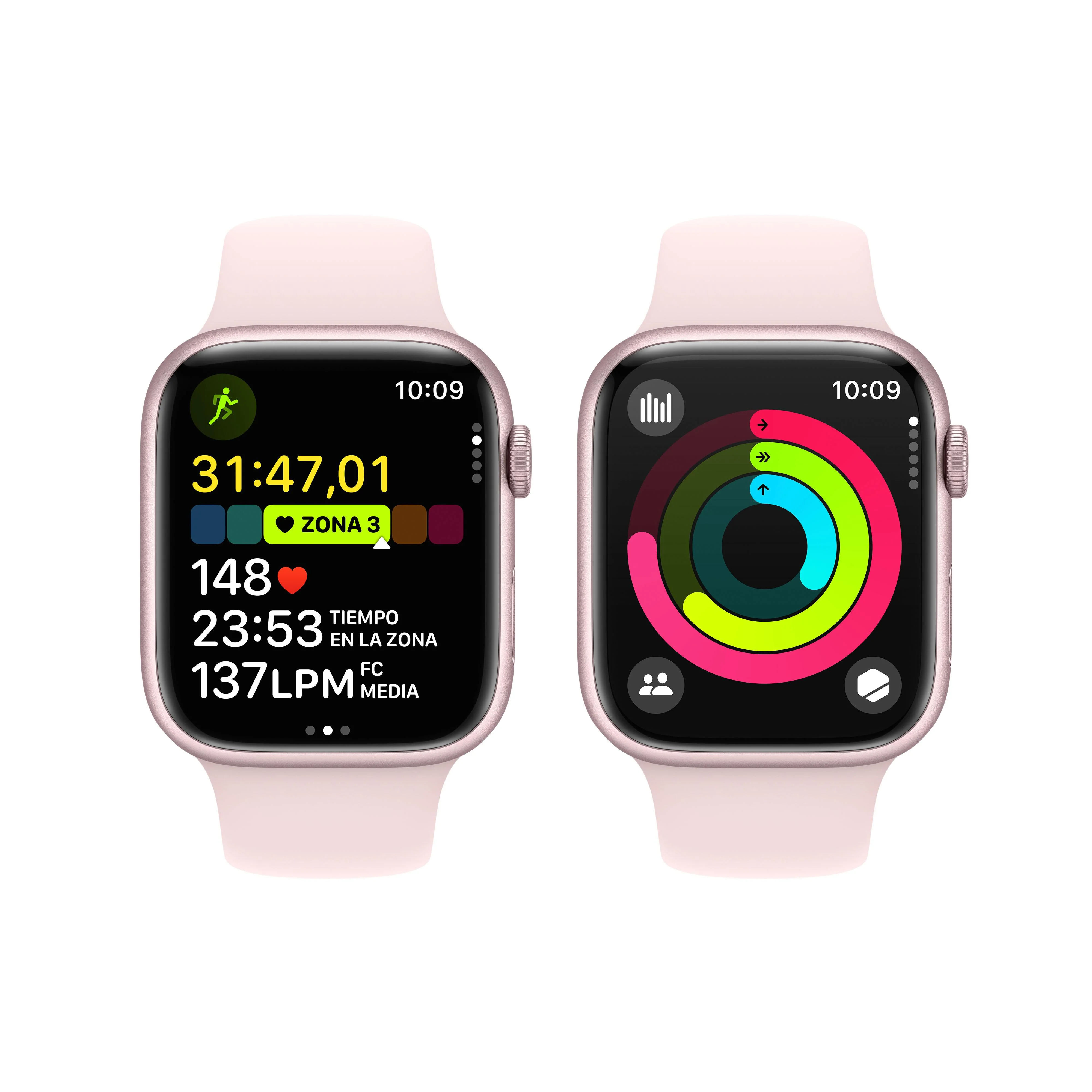 Apple Watch Series 9 (GPS + Cellular) - Caja de aluminio en rosa de 45 mm - Correa deportiva rosa claro - Talla M/L - Image 8