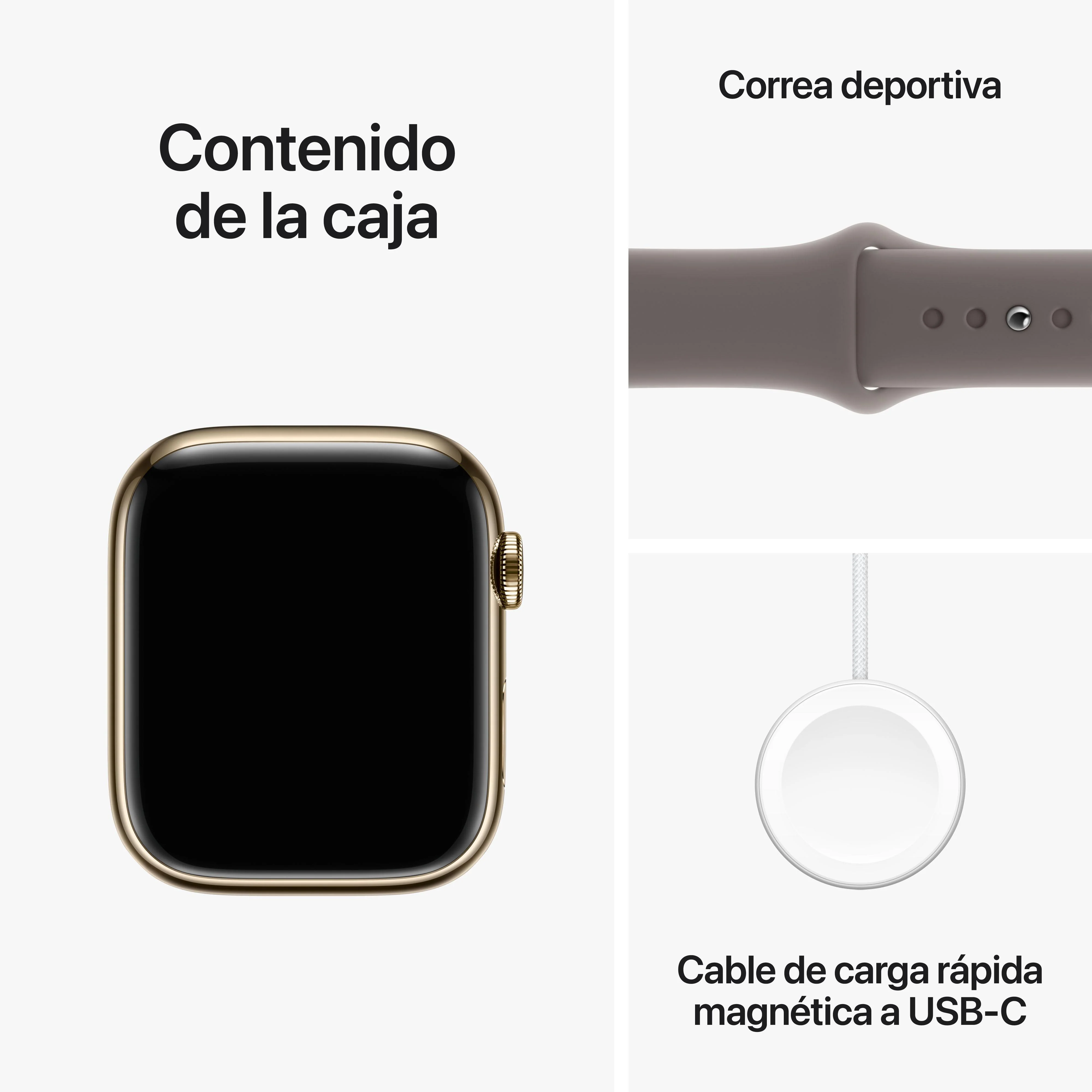Apple Watch Series 9 (GPS + Cellular) - Caja de acero inoxidable en oro de 45 mm - Correa deportiva color arcilla - Talla S/M - Image 10