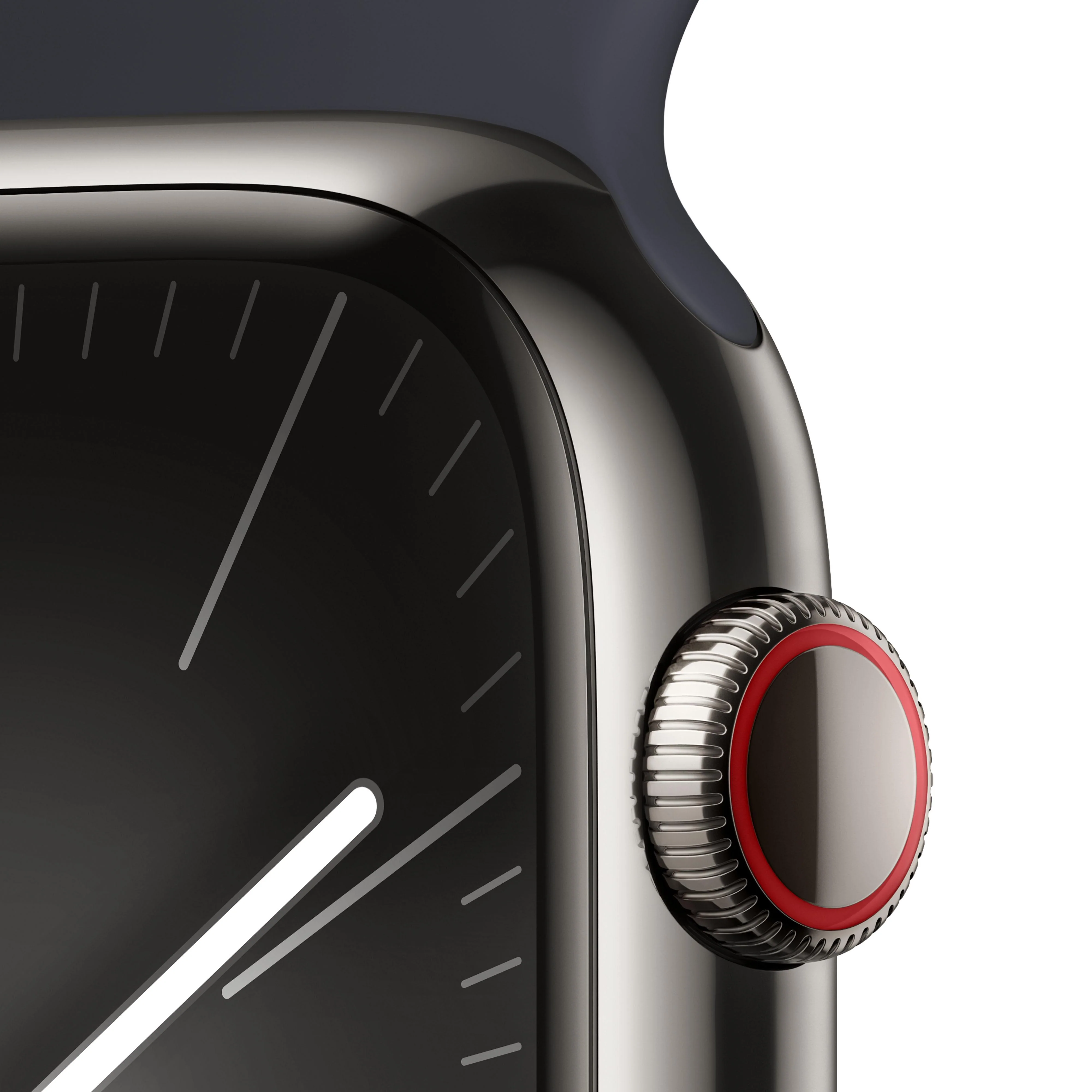 Apple Watch Series 9 (GPS + Cellular) - Caja de acero inoxidable en grafito de 45 mm - Correa deportiva color medianoche - Talla S/M - Image 3