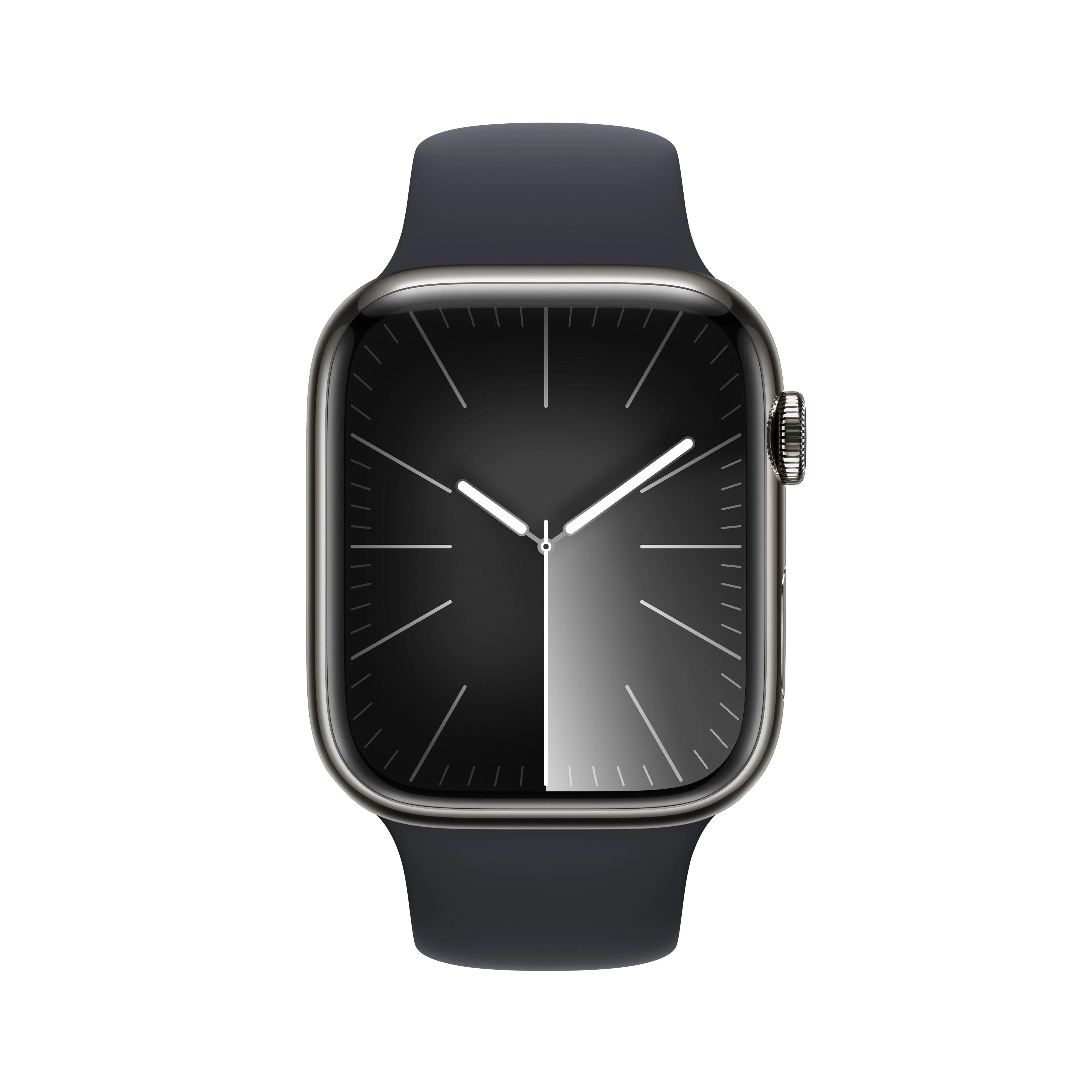 Apple Watch Series 9 (GPS + Cellular) - Caja de acero inoxidable en grafito de 45 mm - Correa deportiva color medianoche - Talla M/L - Image 2