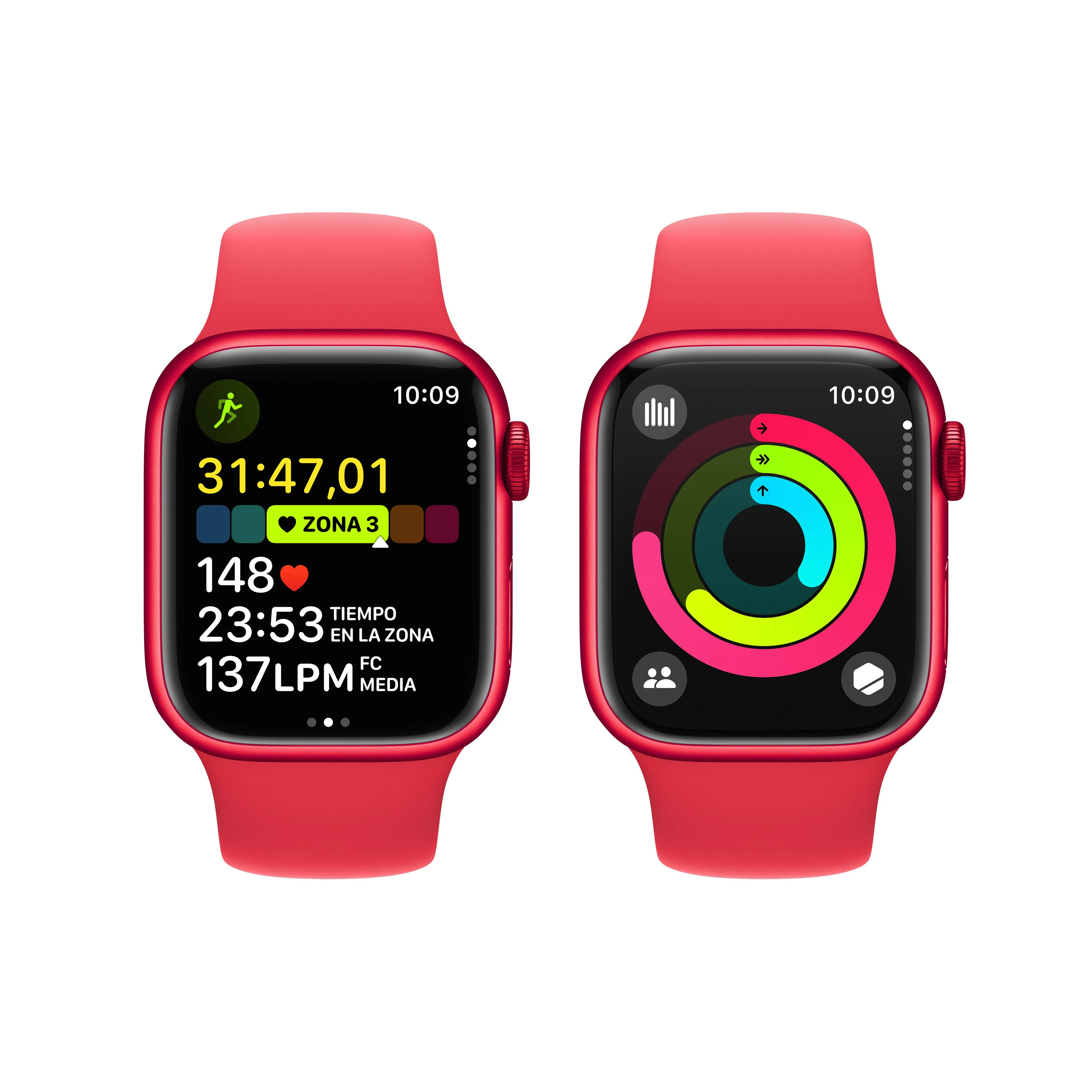 Apple Watch Series 9 (GPS) - Caja de aluminio (PRODUCT)RED de 41 mm - Correa deportiva (PRODUCT)RED - Talla S/M - Image 8