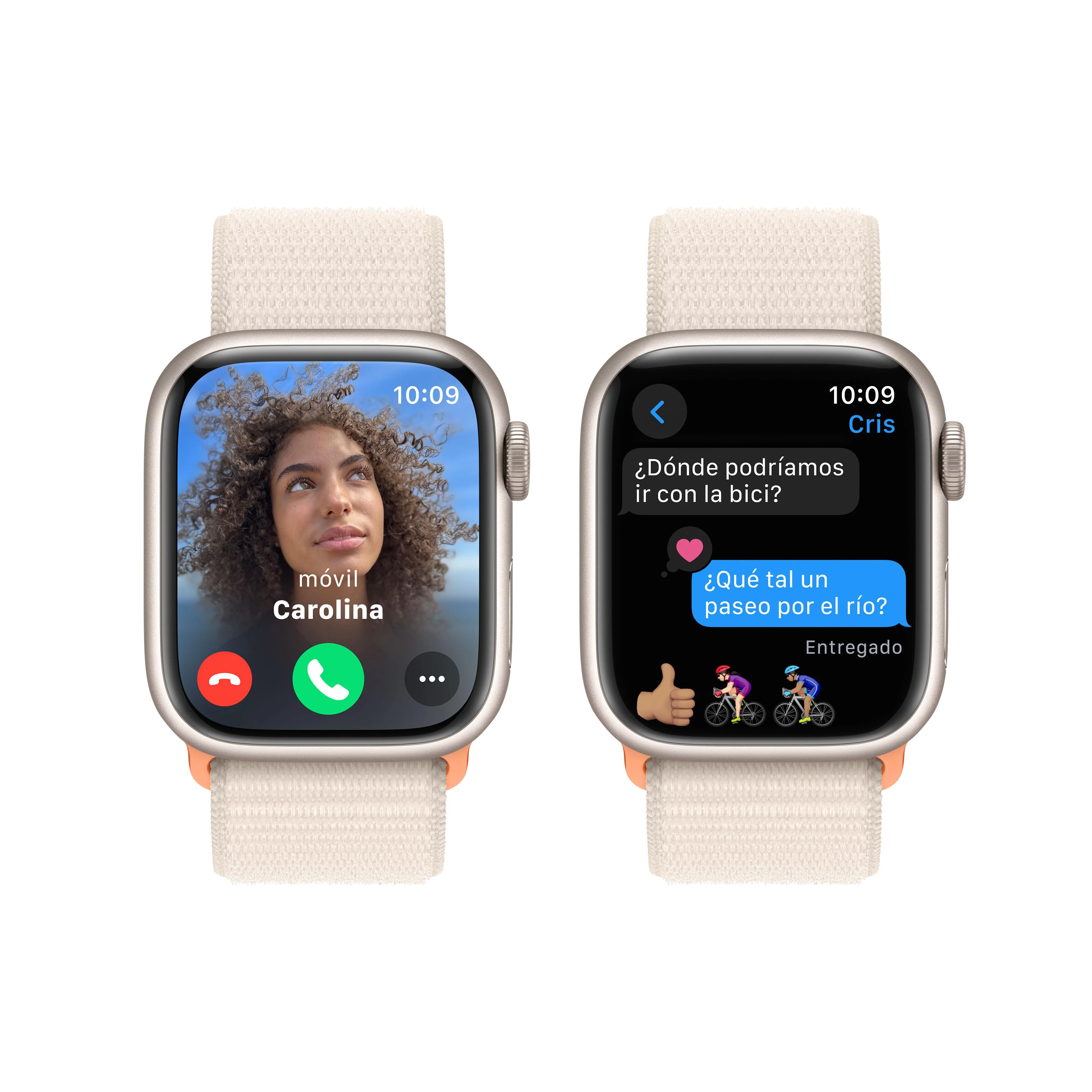 Apple Watch Series 9 (GPS) - Caja de aluminio en blanco estrella de 41 mm - Correa Loop deportiva blanco estrella - Image 6