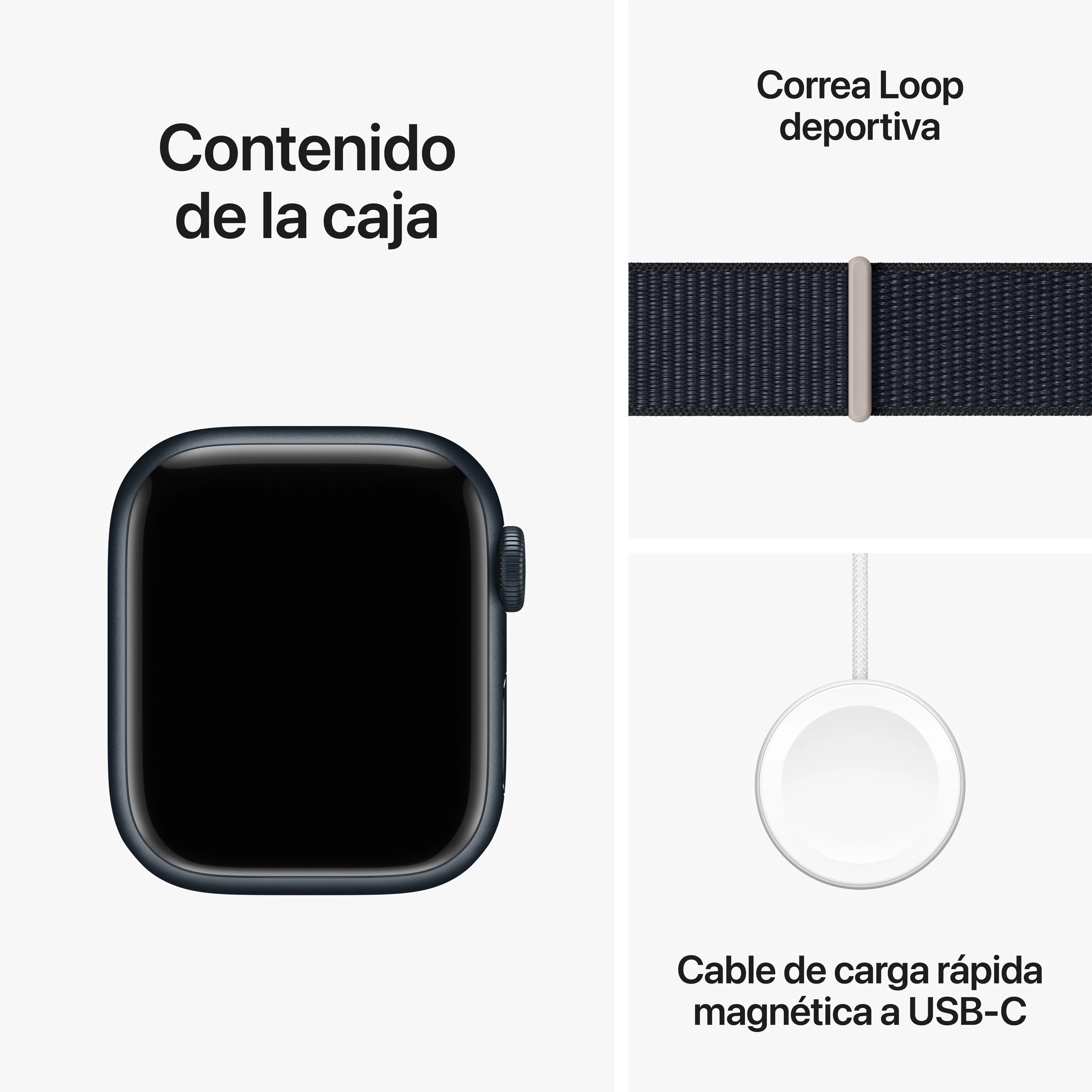 Apple Watch Series 9 (GPS) - Caja de aluminio en color medianoche de 41 mm - Correa Loop deportiva color medianoche - Image 10